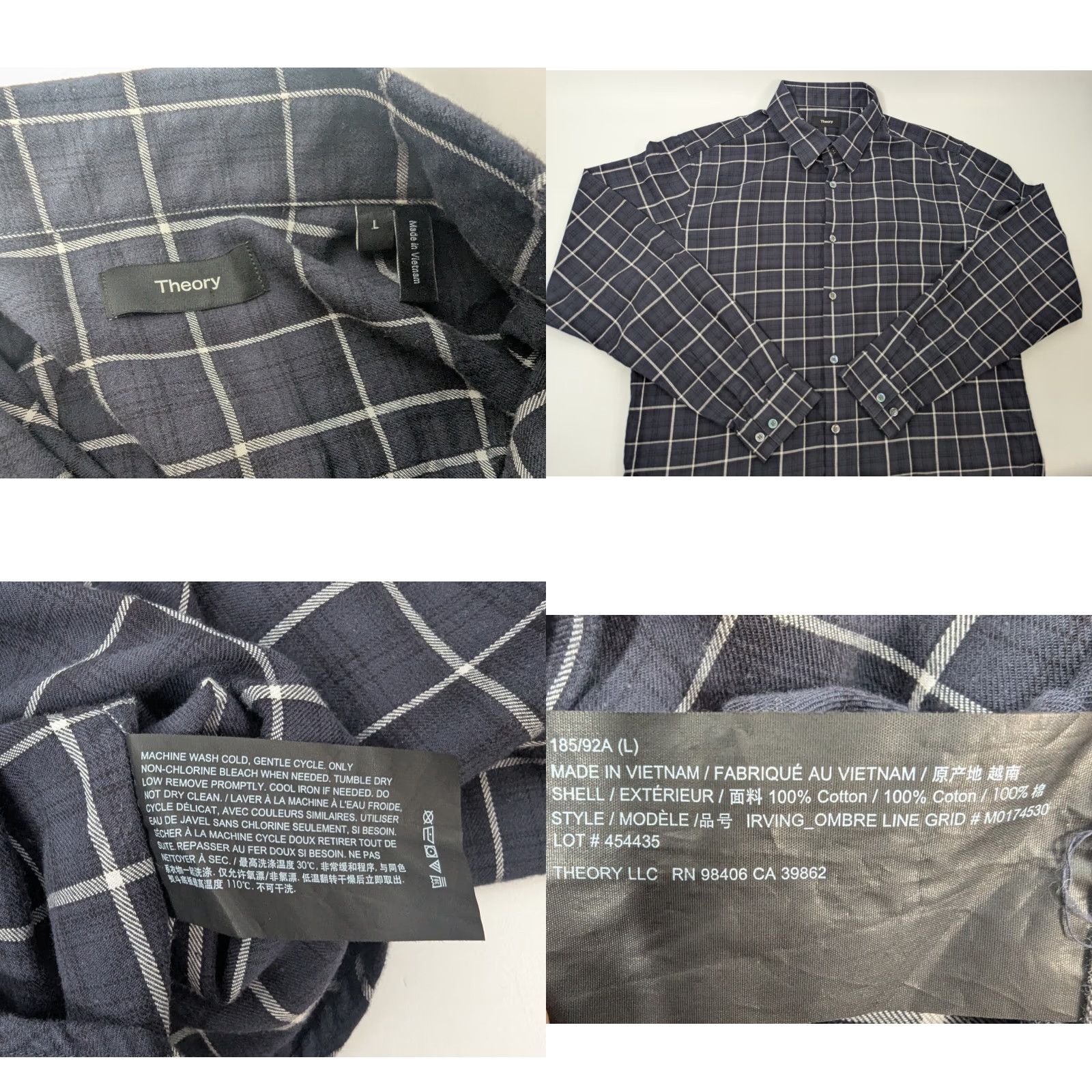 Theory Theory Button-Up Shirt Men Navy Plaid Lightweight Flannel Size L Size US L / EU 52-54 / 3 - 8 Thumbnail
