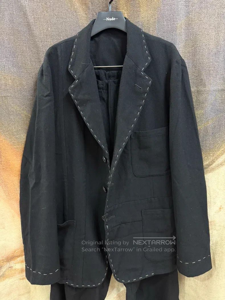 Yohji Yamamoto YOHJI YAMAMOTO Thick Wool Suit with Visible Seams Size US XL / EU 56 / 4 - 1 Thumbnail
