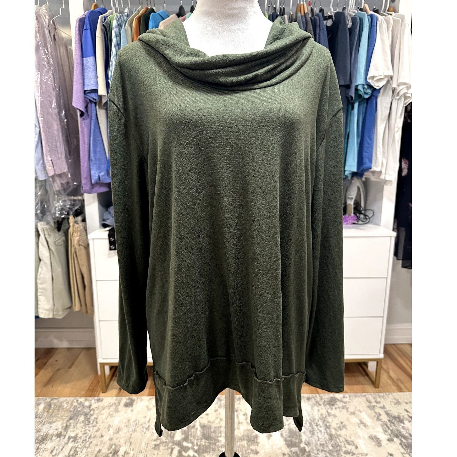 Other Forgotten Grace Green Long Sleeve Cowl Neck Sweater 3X NWOT Size 3XL / US 20-22 - 2 Thumbnail