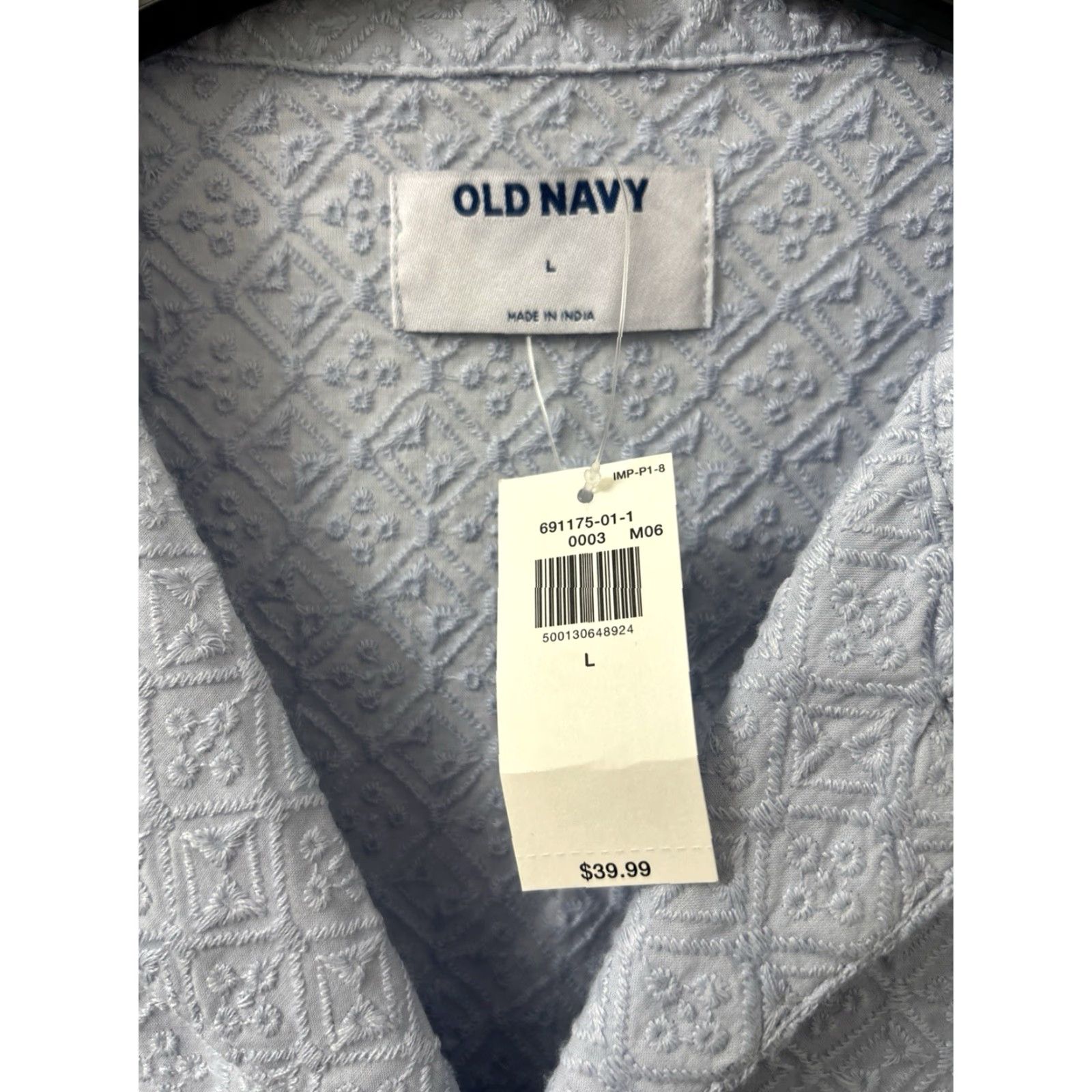 Old Navy VINTAGE? No — Old Navy Shirt Mens Large Blue Geometric Button Down S/S MSRP 40? Size US L / EU 52-54 / 3 - 5 Thumbnail