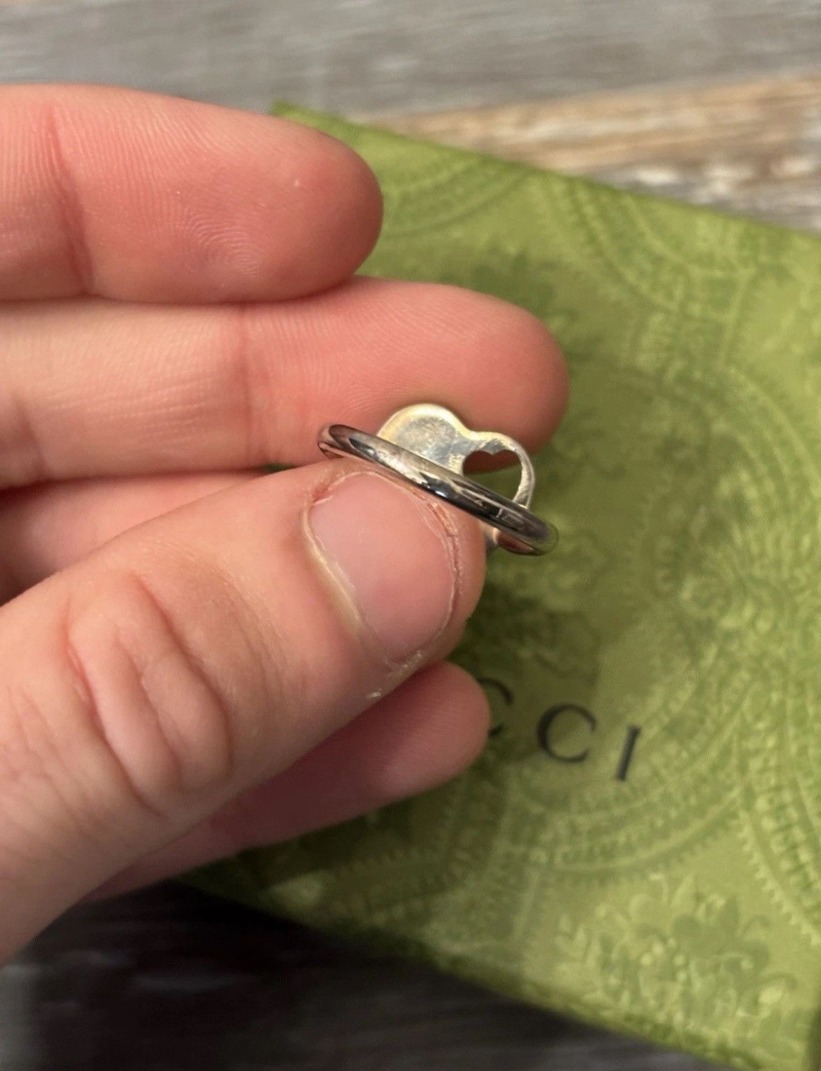 Gucci Gucci Heart Ring Cut Out Heart Size Gucci 17/US 8 Size ONE SIZE - 3 Thumbnail