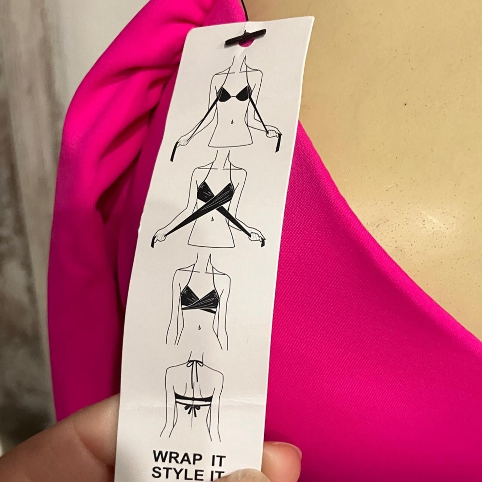 Sundae School Hot Pink Women's Bikini Set -Black Floral Two-Piece Swimwear Size ONE SIZE - 7 Thumbnail