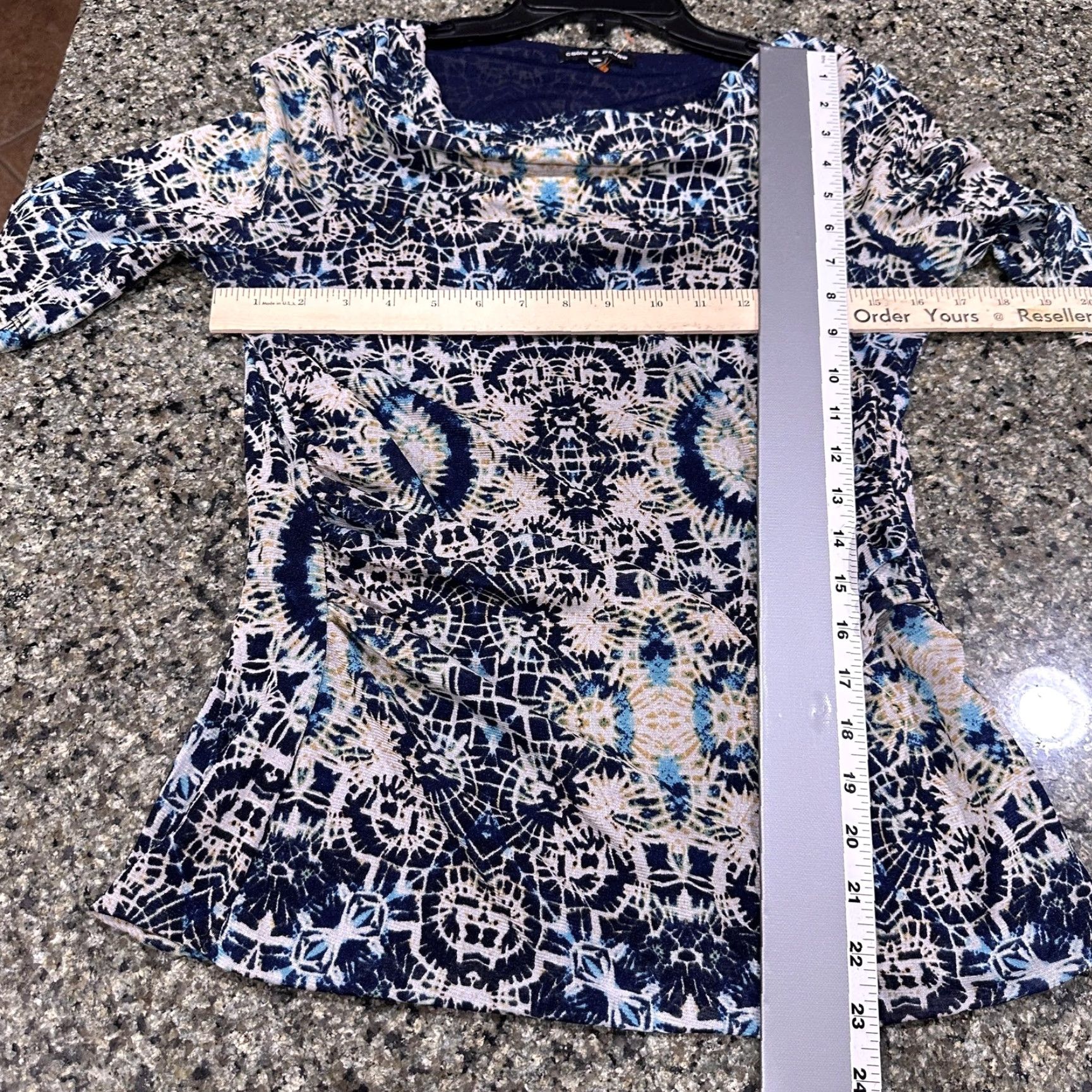 Vintage Cable & Gauge Shirt Blue Cowl Neck Ruched Stretch Boho Y2K All Over Print No Size S Women Vintage Not Included Size S / US 4 / IT 40 - 5 Thumbnail