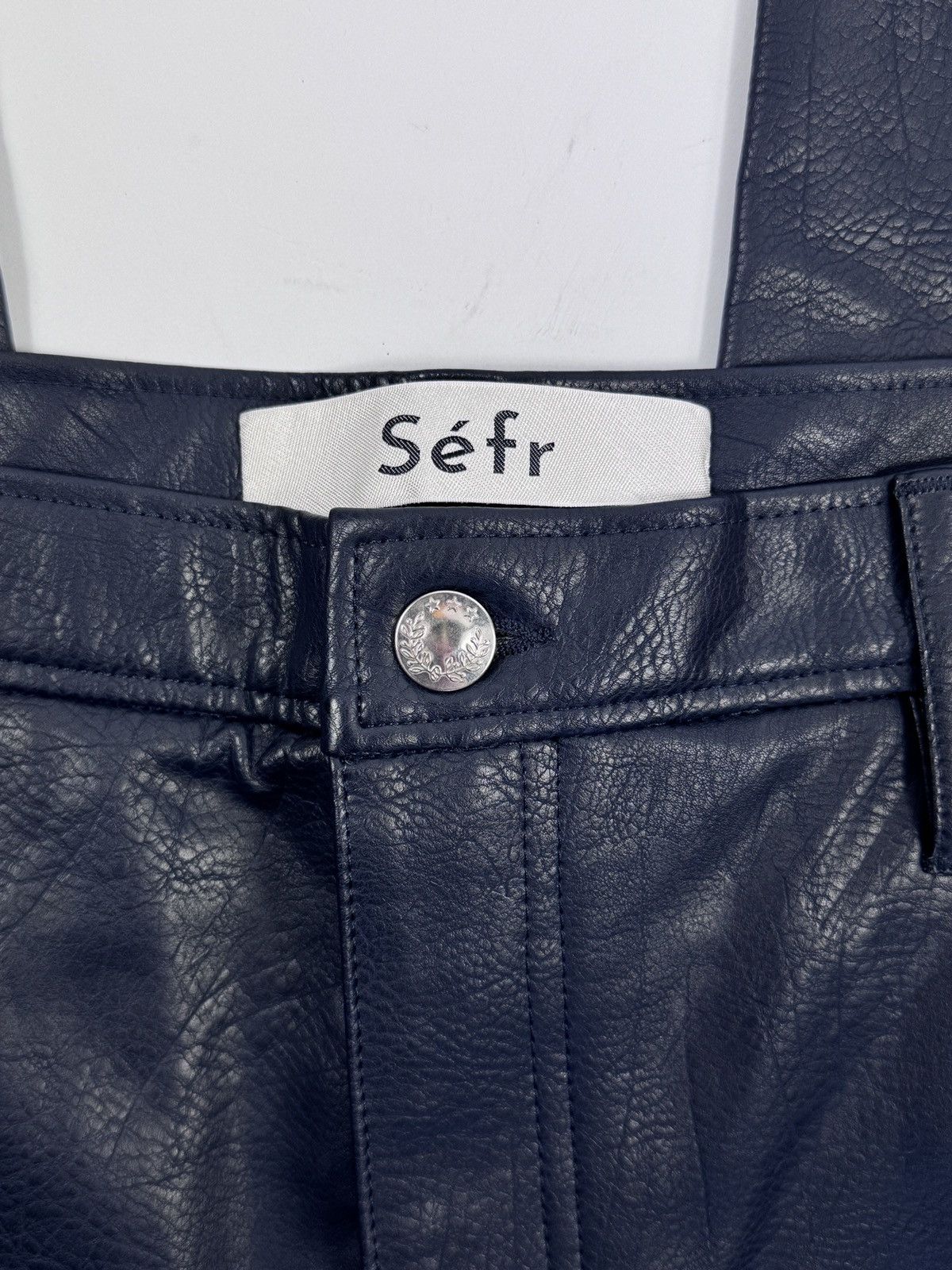 Sefr SAKO STRAIGHT LEG FAUX LEATHER TROUSERS Size US 34 / EU 50 - 4 Thumbnail