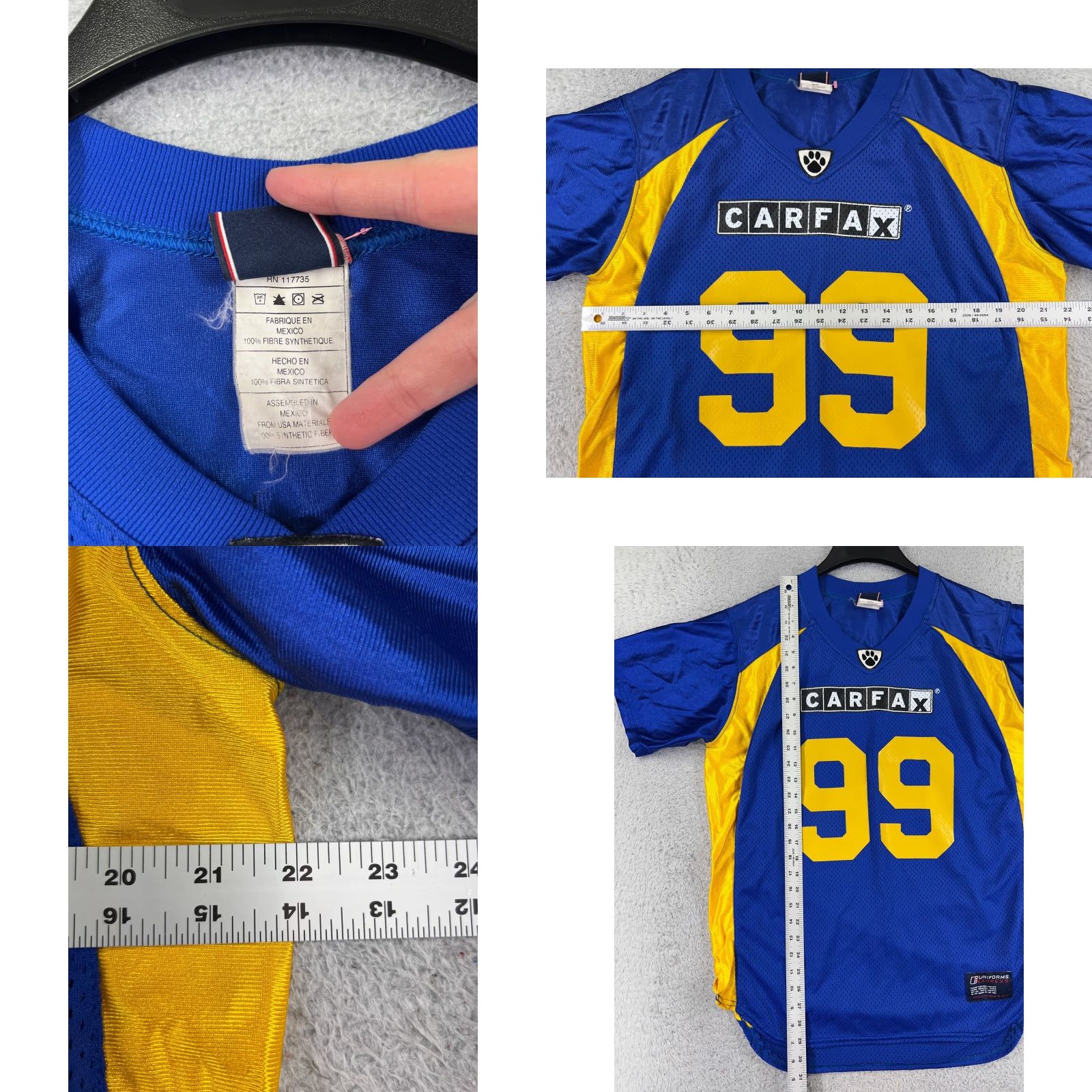 Vintage VINTAGE Carfax Jersey Shirt Adult Large Blue Yellow #99 Short Sleeve Nylon Logo Embroidered Mens T-Shirt Car Size US L / EU 52-54 / 3 - 8 Thumbnail