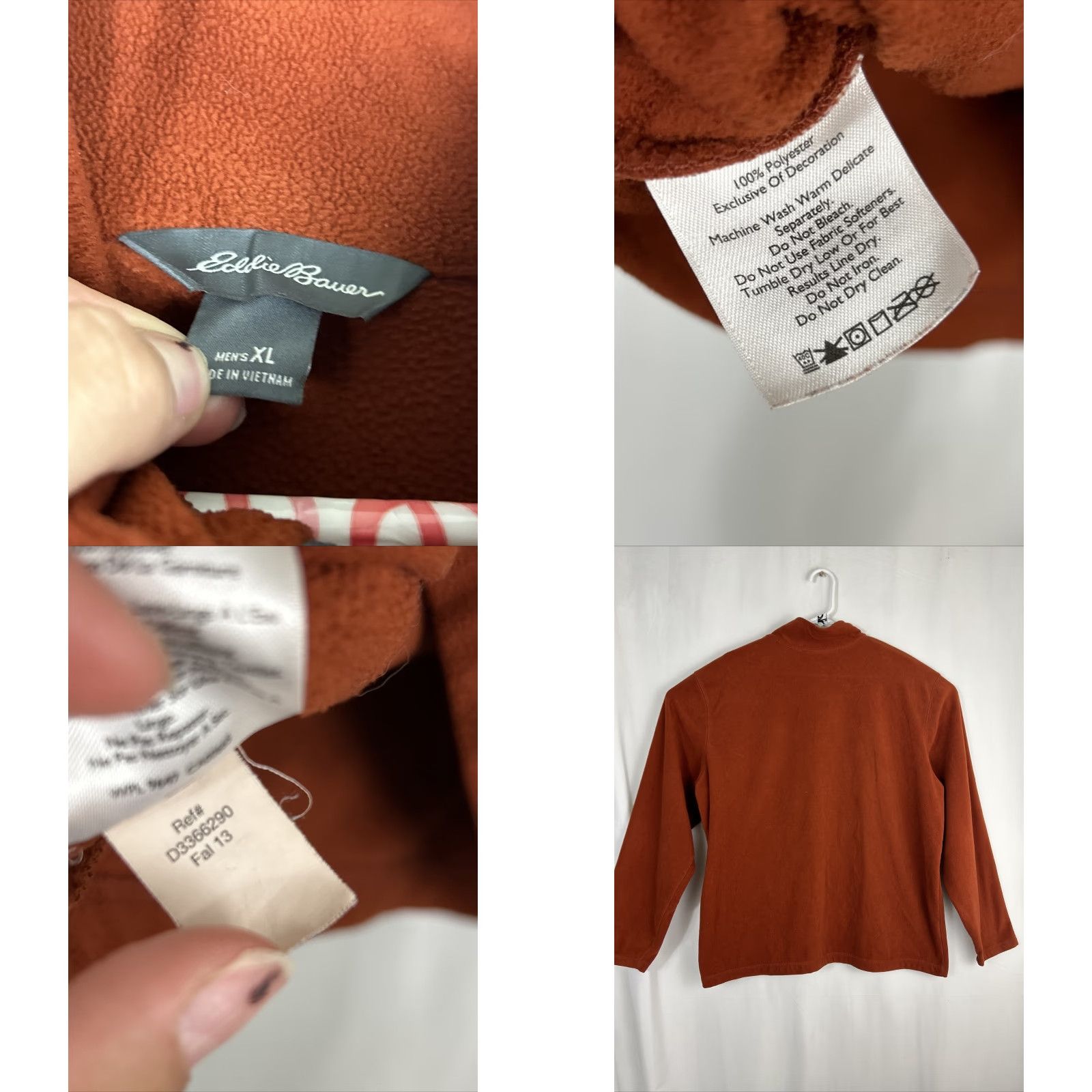 Eddie Bauer Eddie Bauer Mens XL Burnt Orange Fleece 1/4 Zip Up Jacket Size US XL / EU 56 / 4 - 8 Thumbnail
