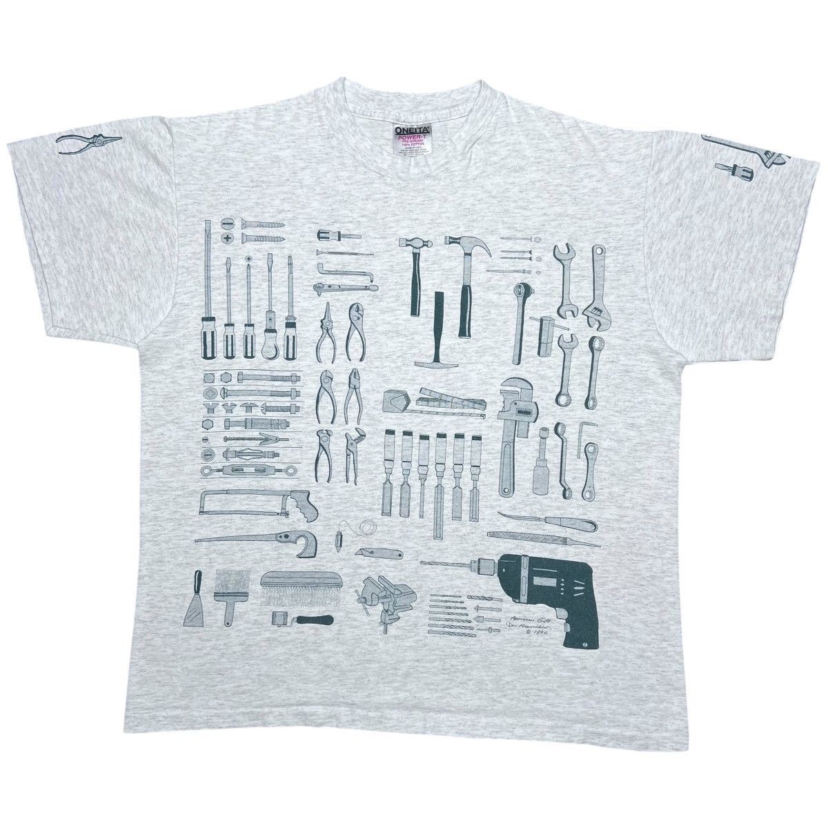 Vintage Vintage 1996 Tools Hammers Wrenches Drills Double Sided Tee Size US L / EU 52-54 / 3 - 1 Thumbnail