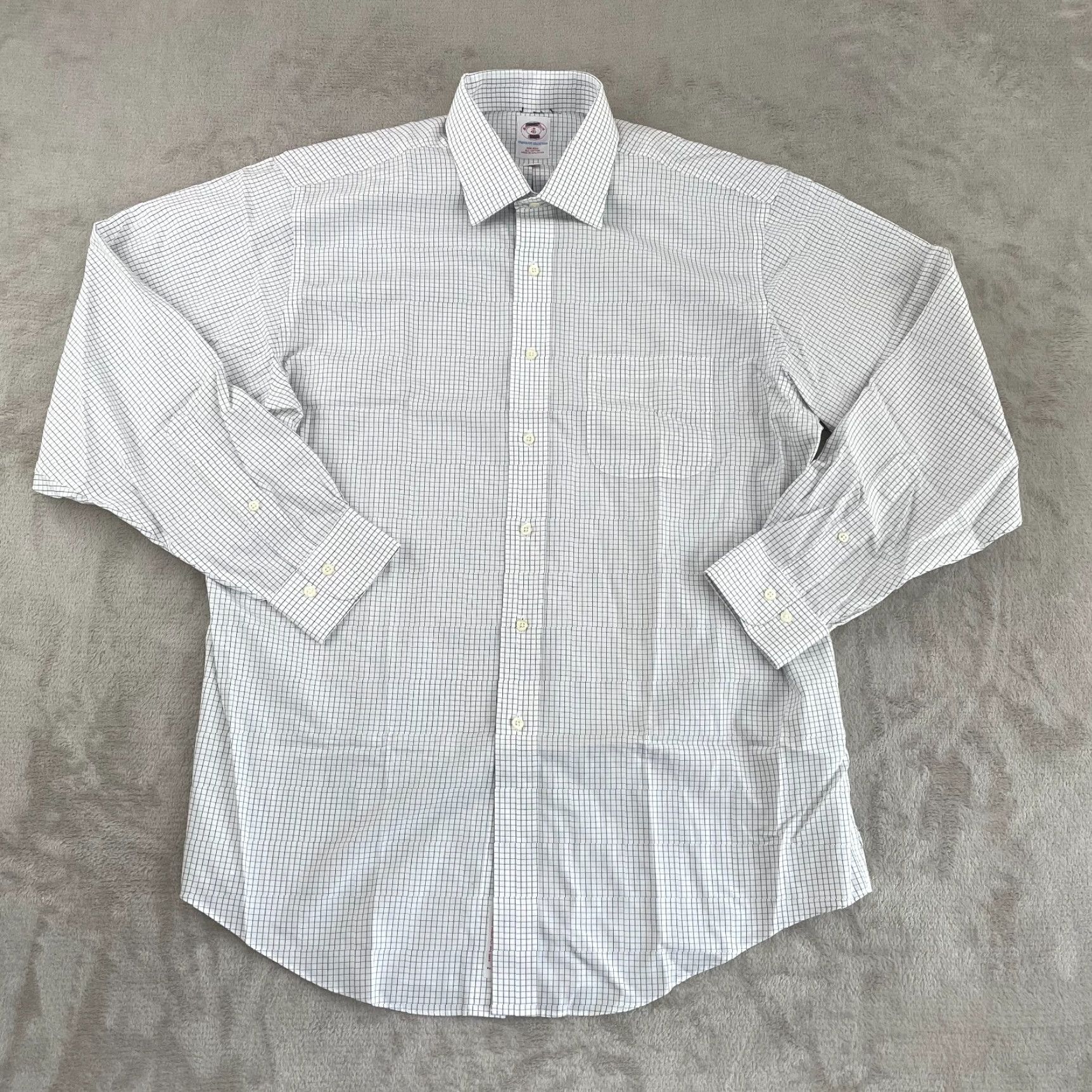 Brooks Brothers Brooks Brothers x Stanford Dress Shirt Men 16.5 34-35 White Check Non-Iron NWOT Size 46R - 3 Thumbnail