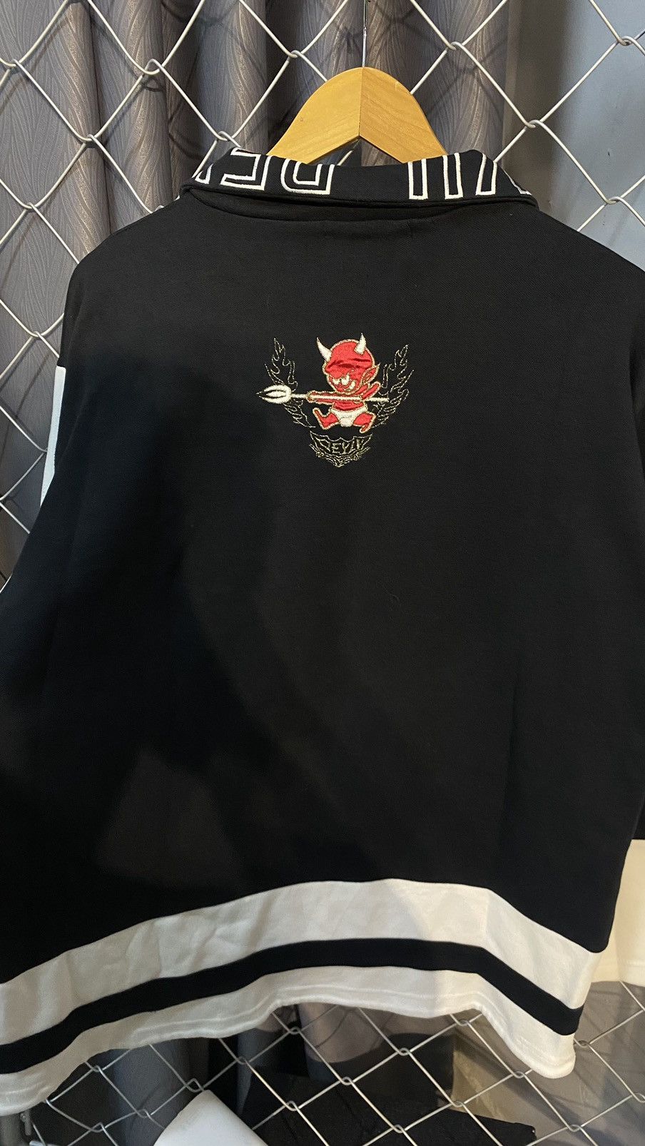 Japanese Brand × Vintage DEVIL HALFZIPPER COTTON BLACK WHITE EMBROIDERY Size US M / EU 48-50 / 2 - 5 Thumbnail