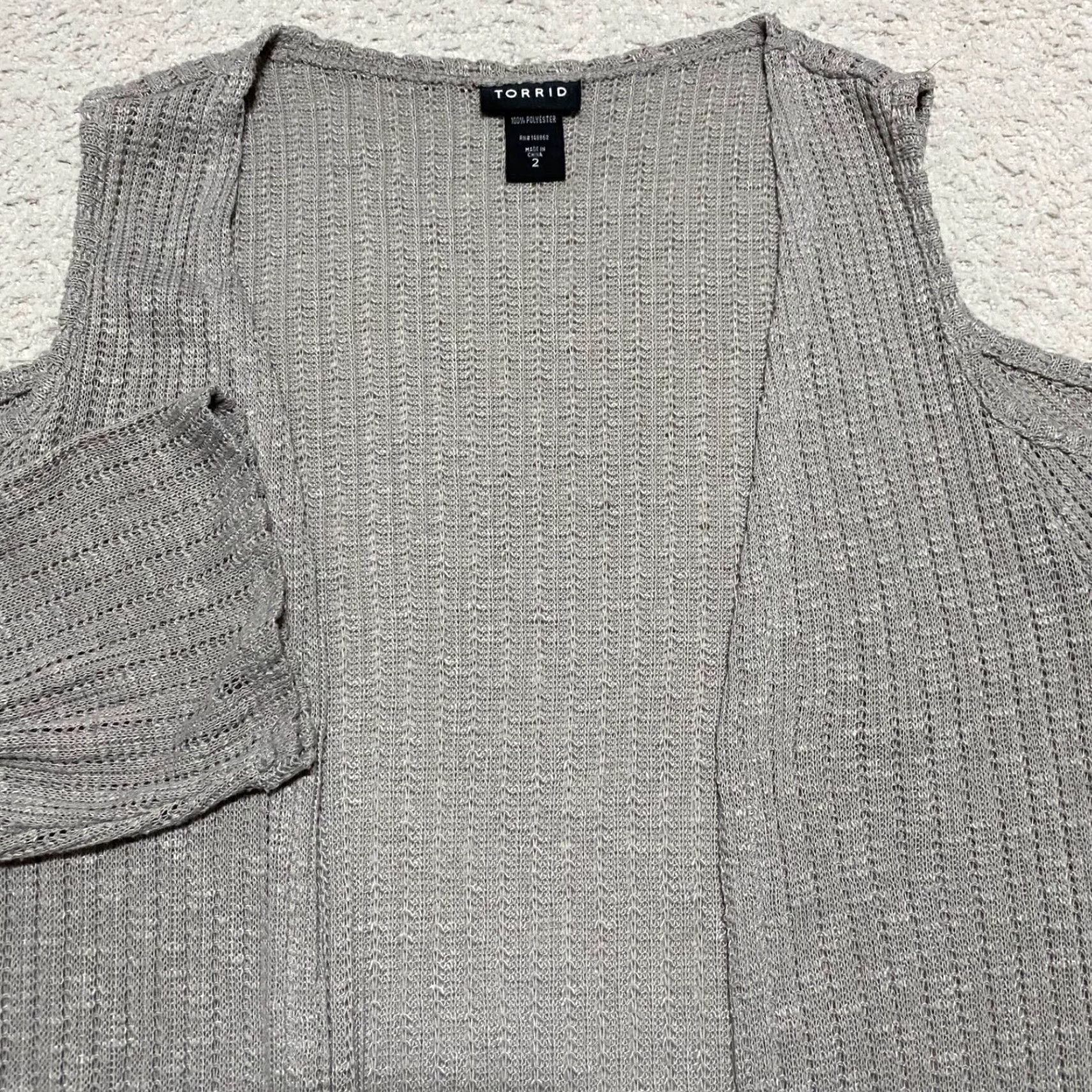 Torrid Torrid Cardigan Sweater Open Front Pockets Gray 2X Plus Womens Size 2X Knit Polyester Fall Winter Size XXL / US 16-18 / IT 52-54 - 2 Thumbnail