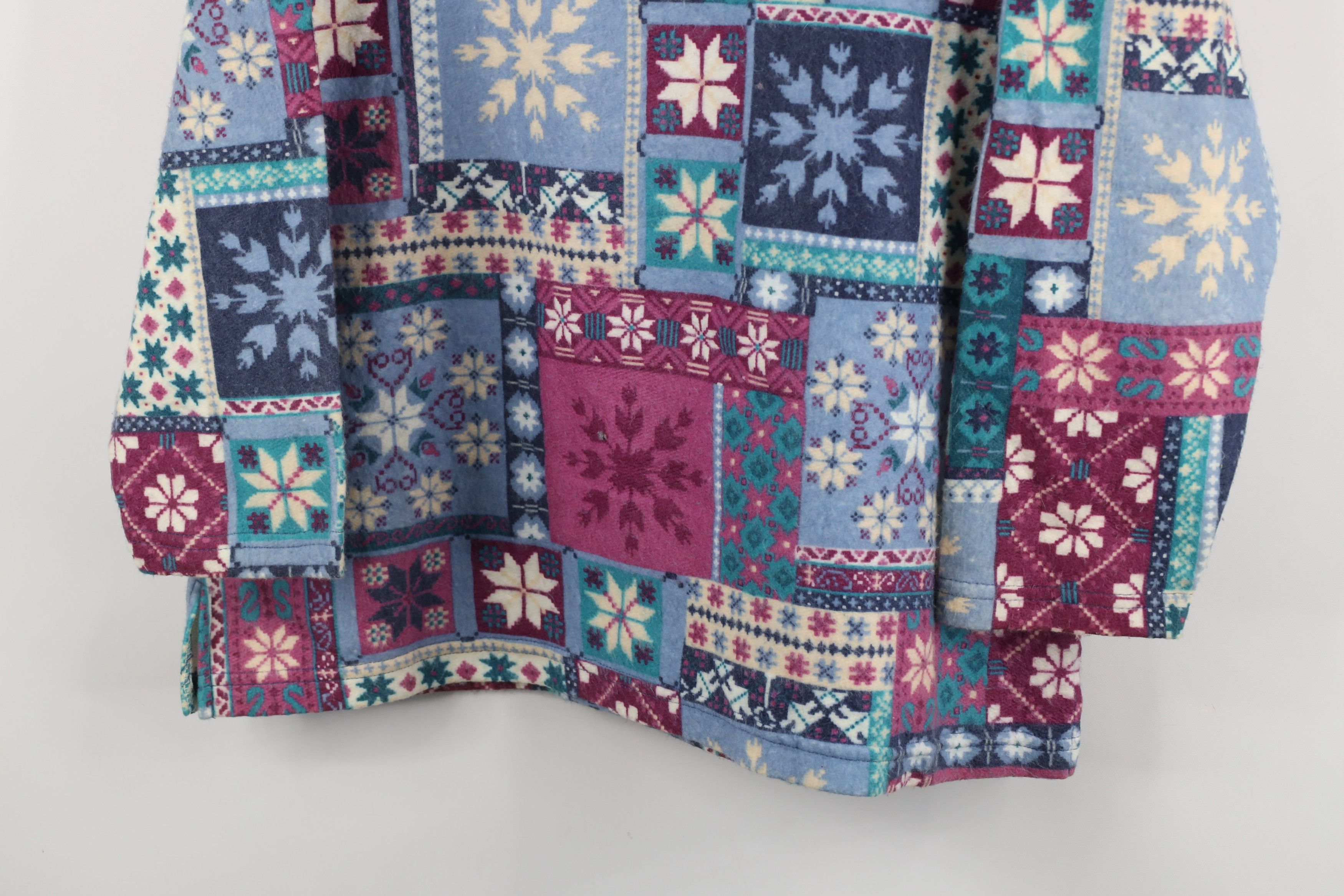 Vintage Vintage 90s Streetwear Snowflake Fair Isle Fleece Hoodie USA Size M / US 6-8 / IT 42-44 - 3 Thumbnail