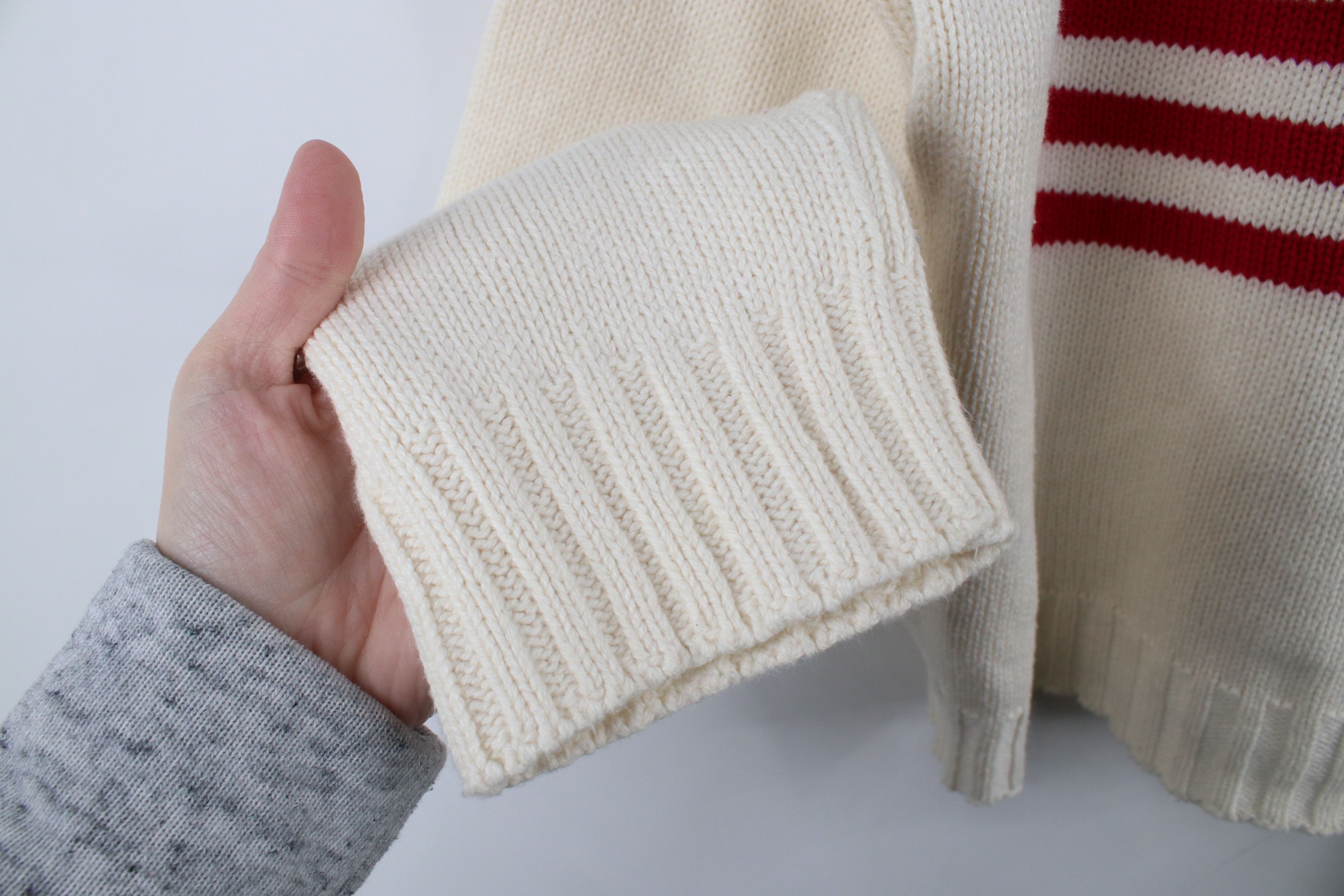 Vintage Vintage 90s Streetwear Flag Cotton Knit Sweater Cream USA Size XL / US 12-14 / IT 48-50 - 8 Thumbnail
