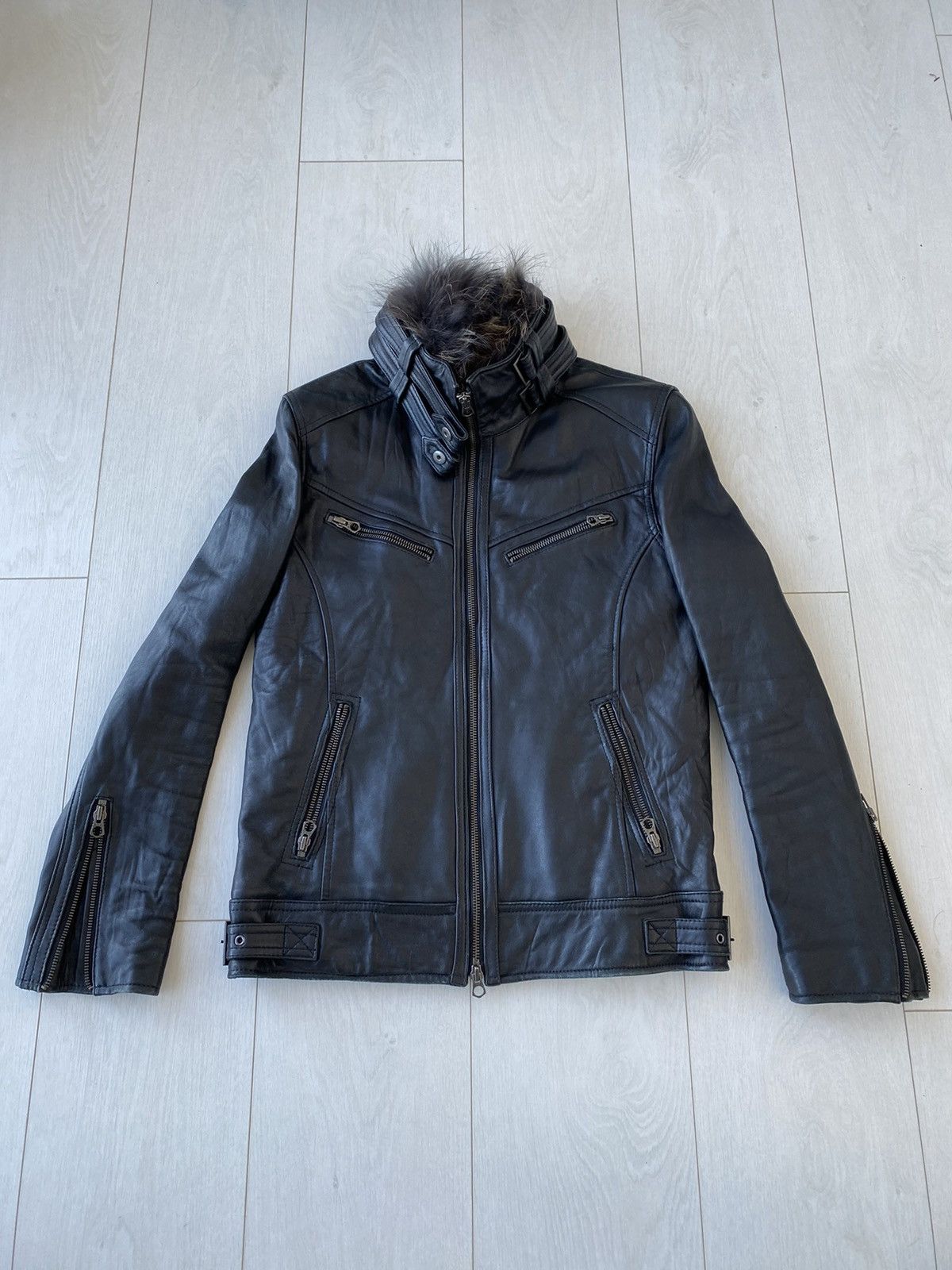 Archival Clothing Jack Rose sheepskin / raccoon fur leather jacket