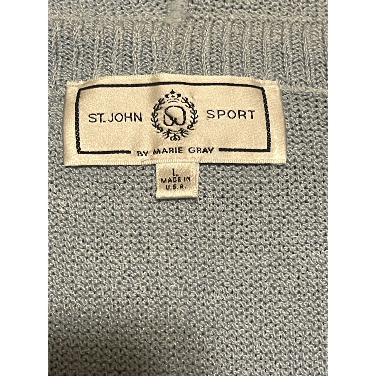 St. John St. John Sport Jacket Knit Zip-Up Wool Blend Light Blue Made In USA - Women's Large Size L / US 10 / IT 46 - 5 Thumbnail