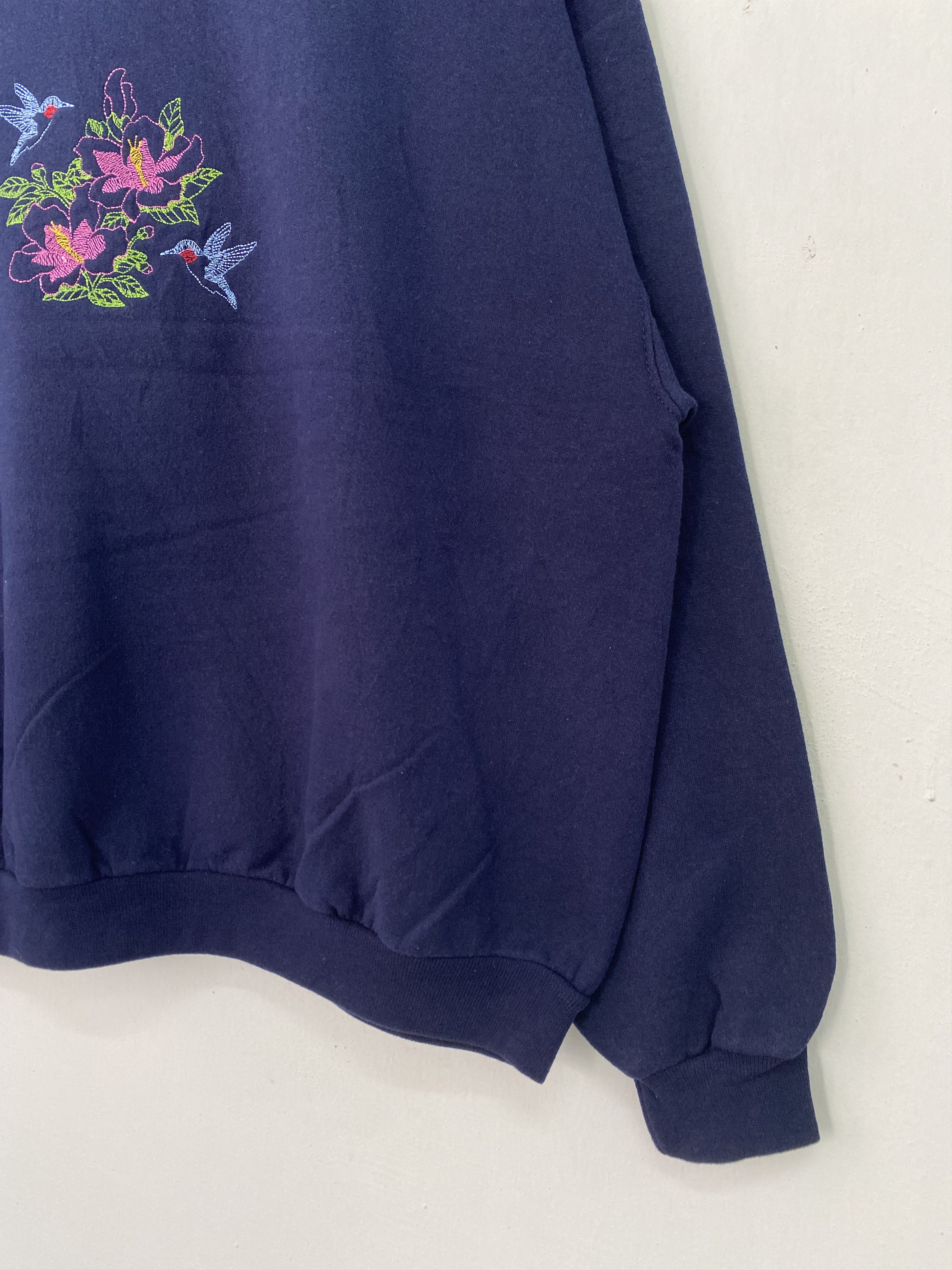 Habitat × Jerzees × Vintage Vintage Humming Bird Flower Sweatshirt Blueblack Extra Large Size US XL / EU 56 / 4 - 7 Thumbnail