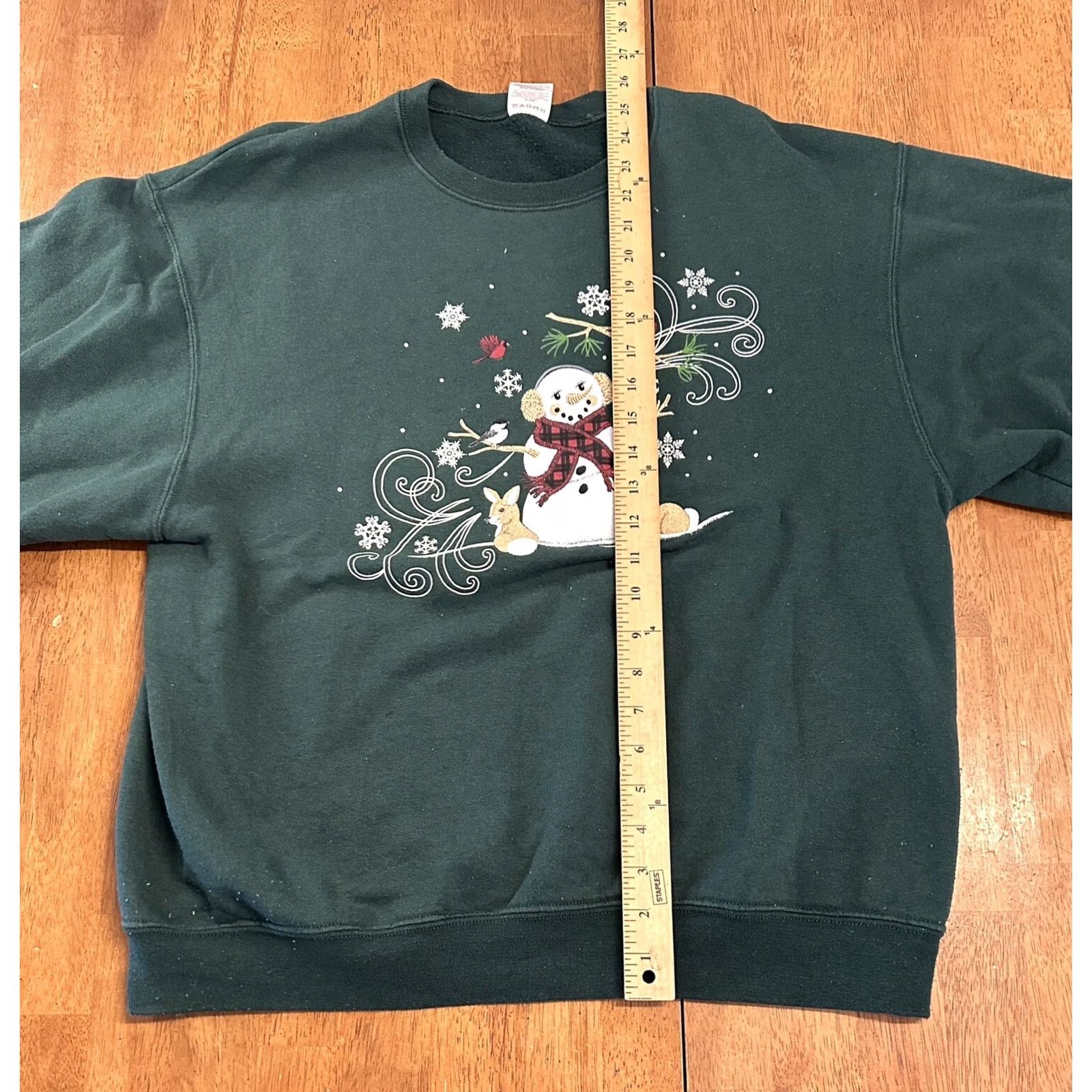 Jerzees VINTAGE Snowman Crewneck Sweatshirt L Green Unisex Adults Flower Size US L / EU 52-54 / 3 - 6 Thumbnail