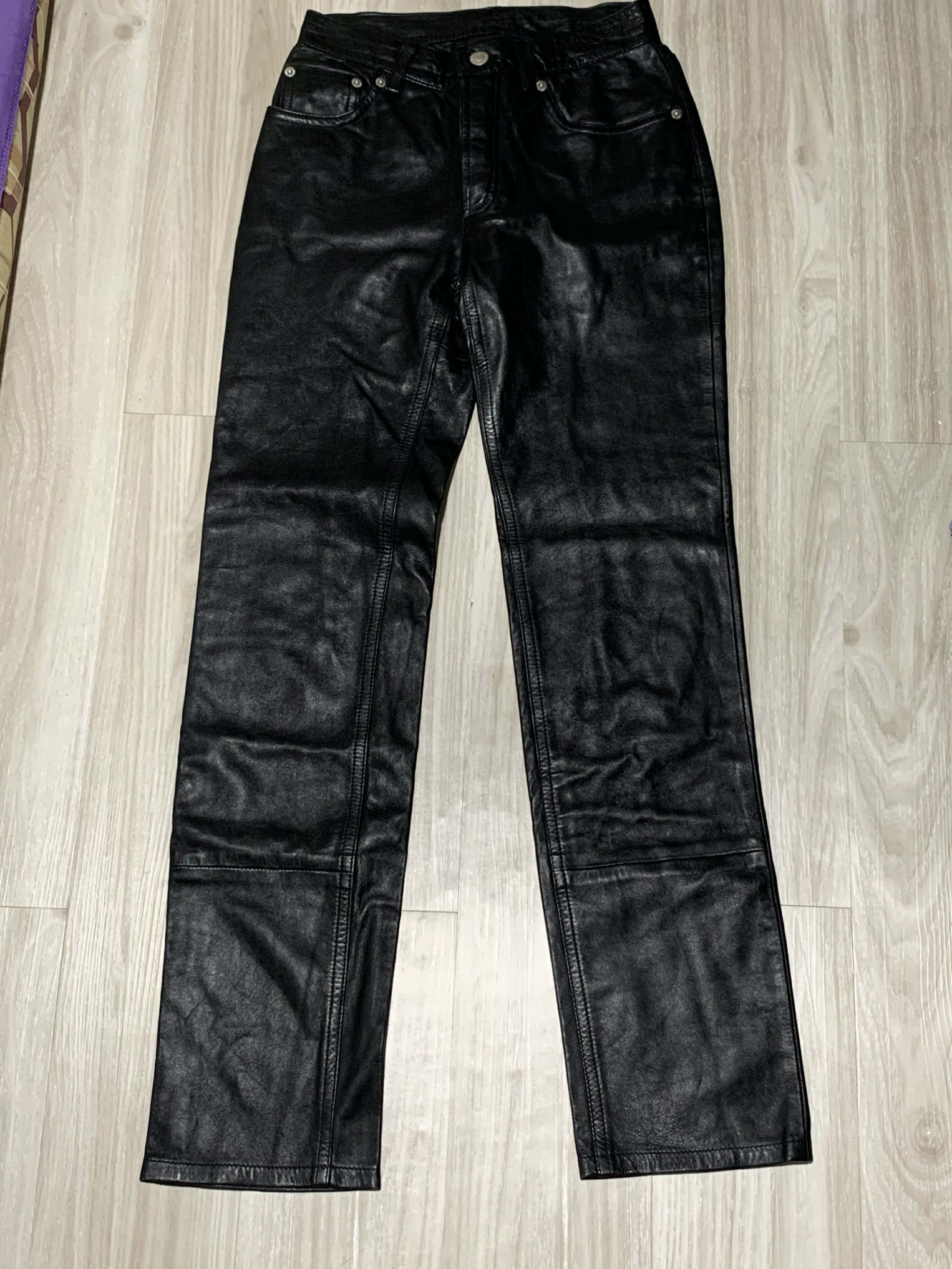 Helmut Lang Helmut Lang Archive 1997 Black Leather Pants Size US 26 / EU 42 - 1 Thumbnail