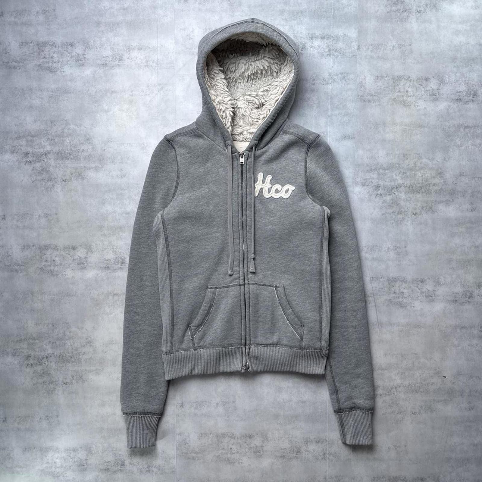Other Y2K Hollister Gray Sherpa Lined Zip Up Hoodie Jacket Size M / US 6-8 / IT 42-44 - 1 Thumbnail