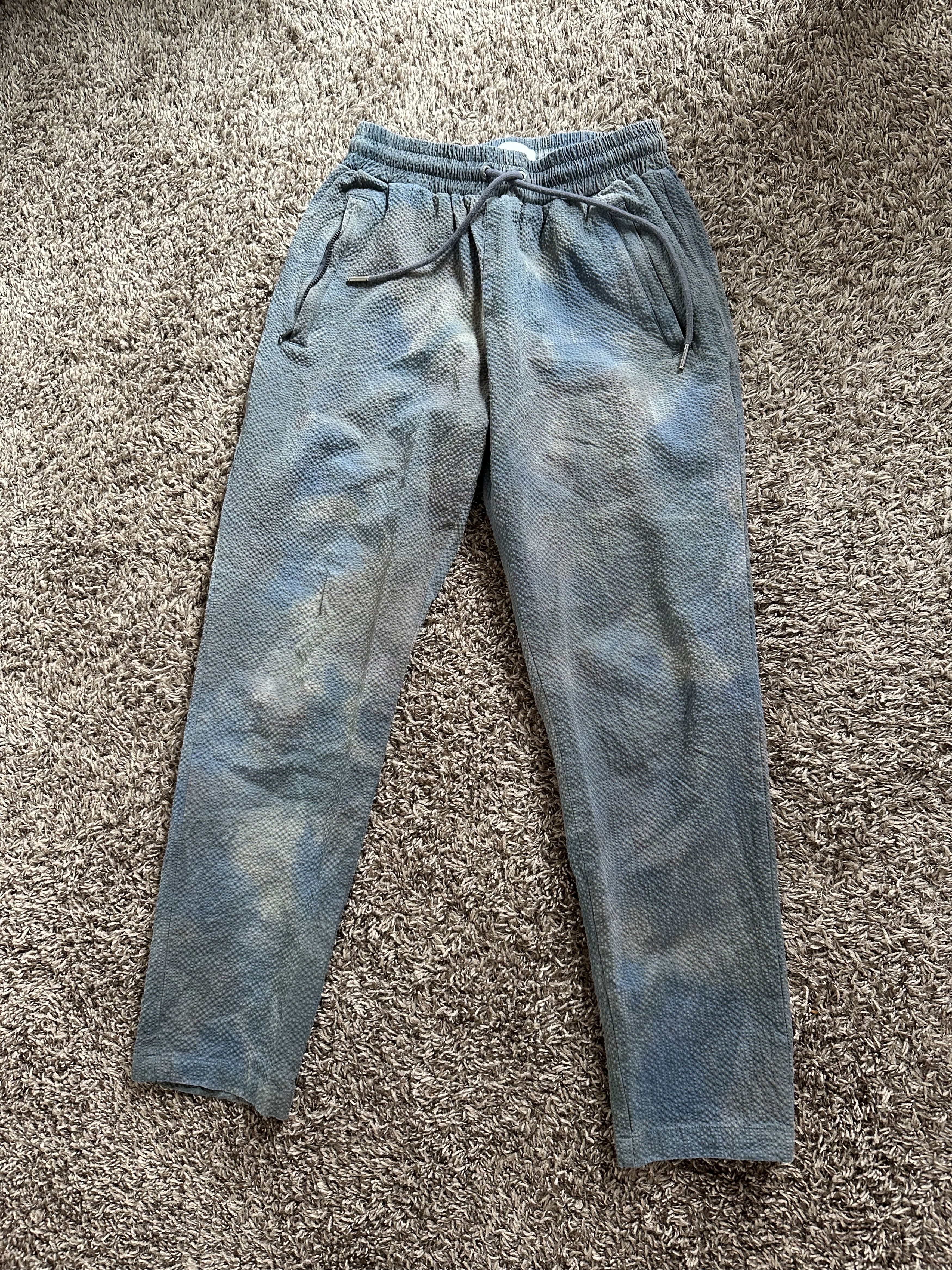 image of Aime Leon Dore Seersucker Tie Dye Pants in Blue Tie Dye, Men's (Size 30)