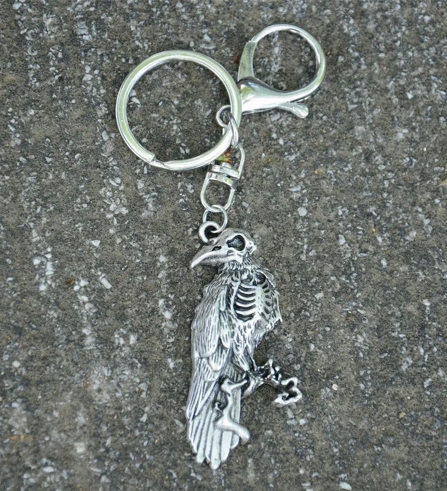 Vintage Retro Gothic Bird Skull Keychain Size ONE SIZE - 4 Thumbnail