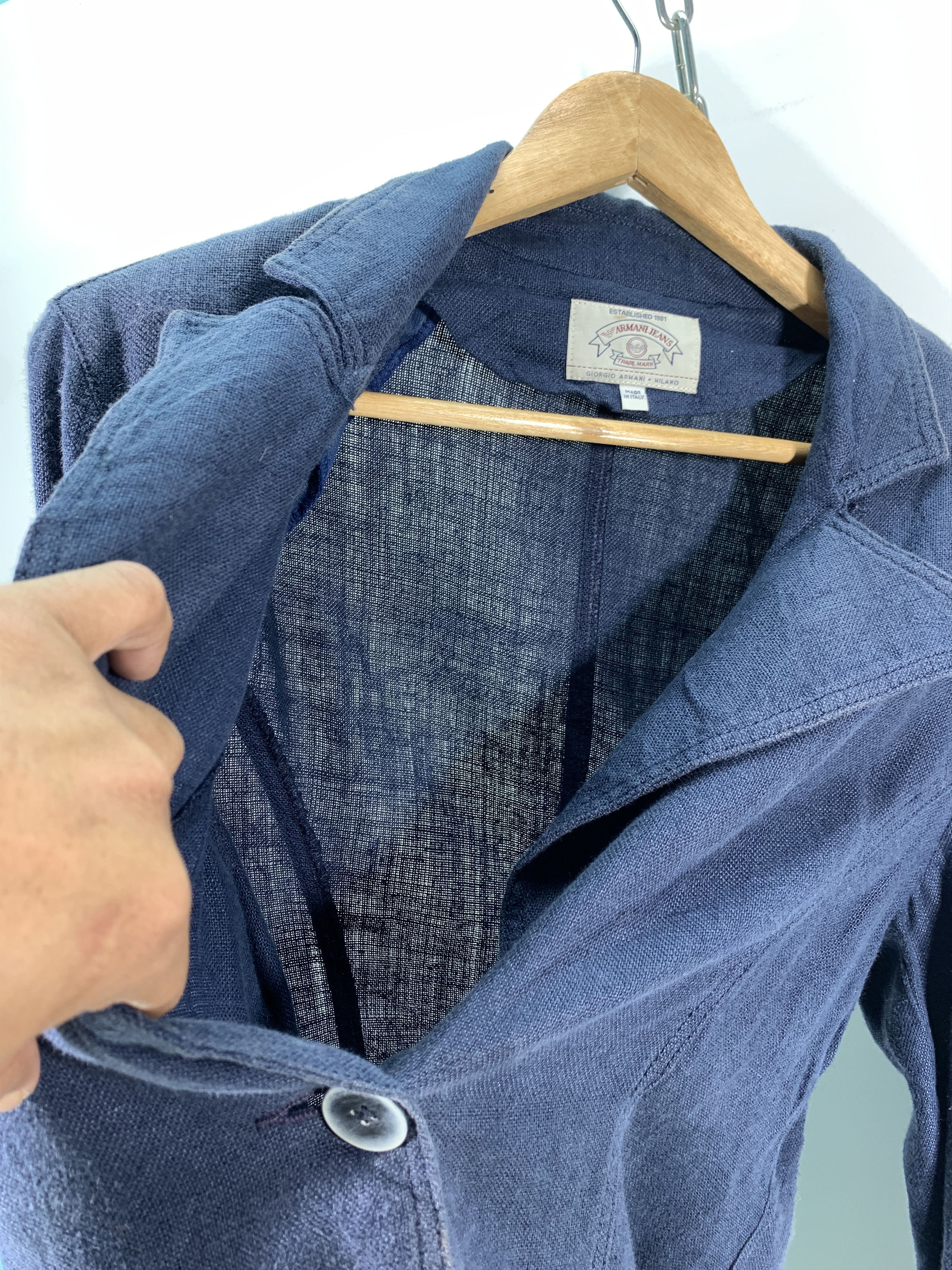 Giorgio Armani ⚡️Vintage Armani Jacket Faded Blue Size US S / EU 44-46 / 1 - 8 Thumbnail