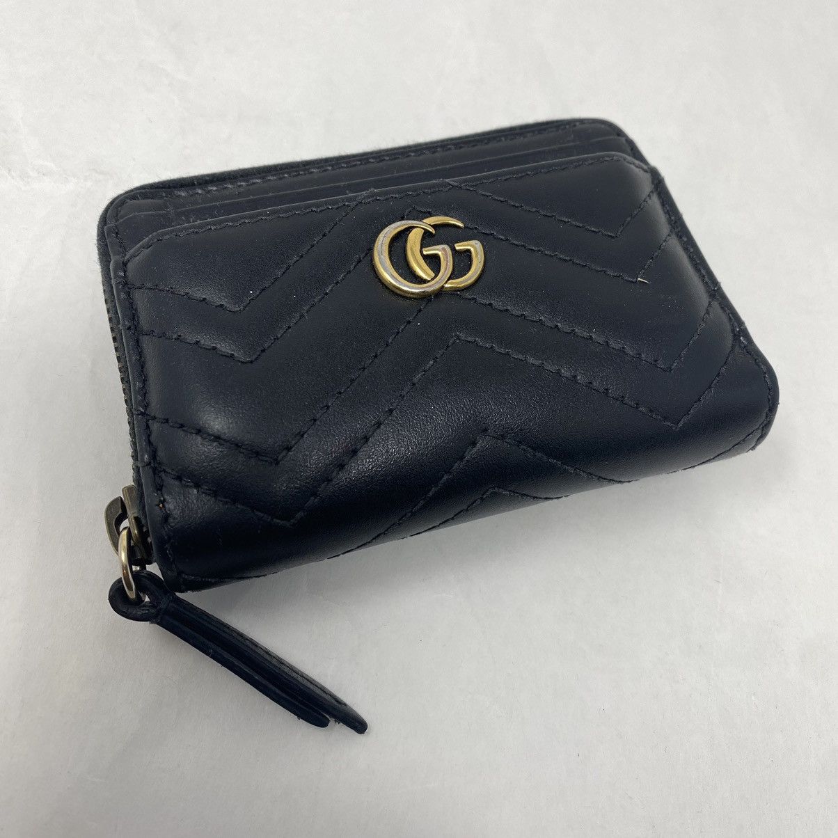 Gucci Gucci Marmont Zip Around Leather Card Black Wallet Size ONE SIZE - 1 Thumbnail