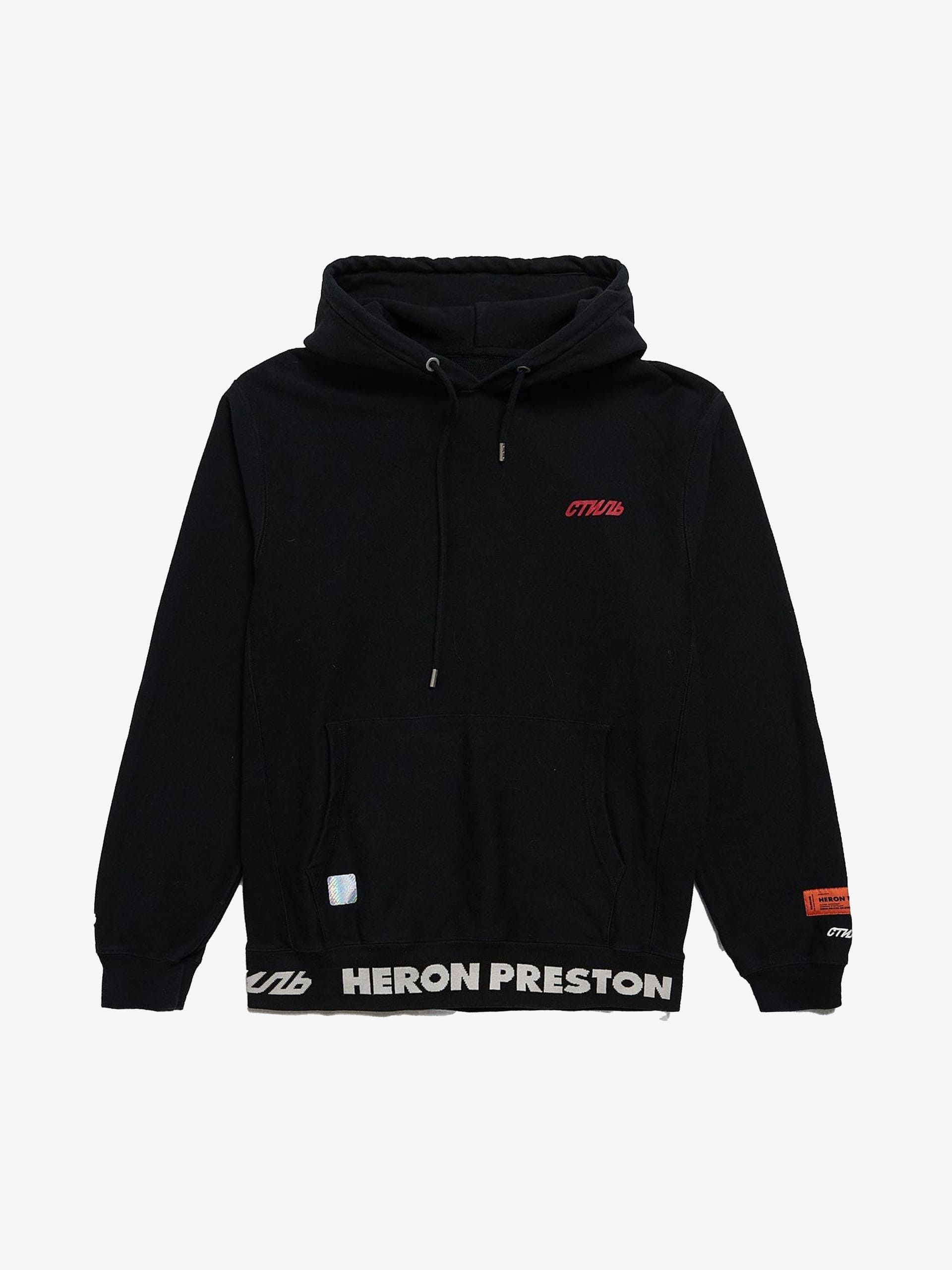 Heron Preston Black Printed Cotton Hoodie Grailed