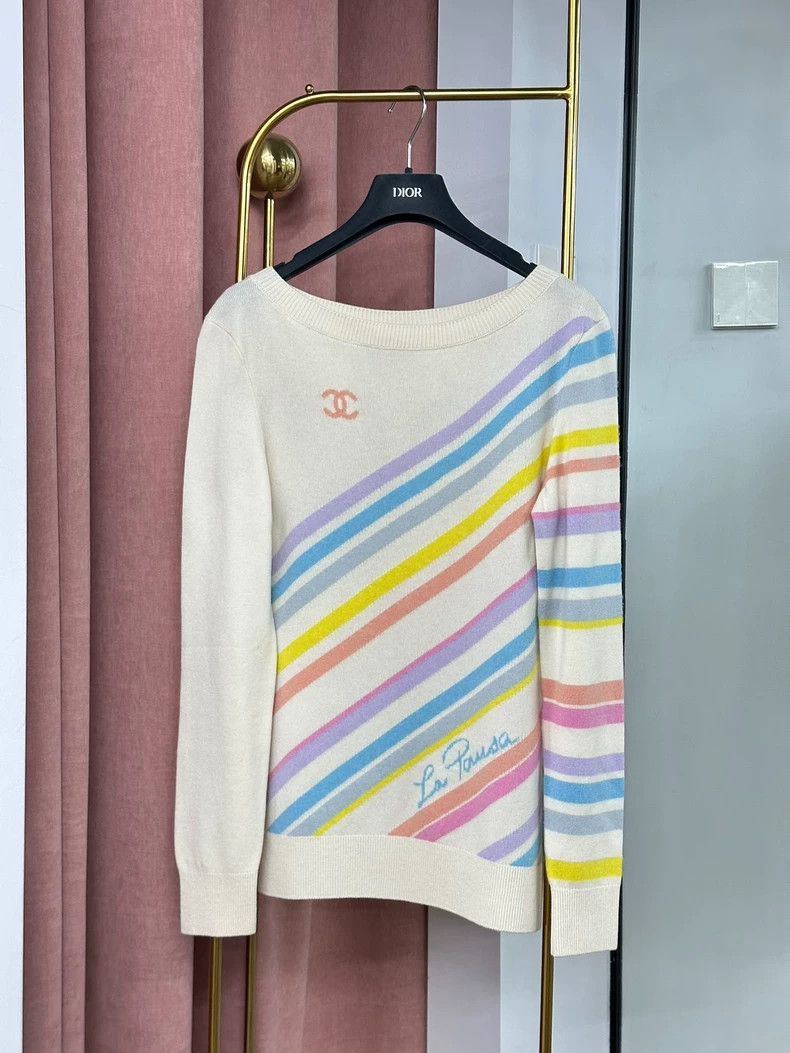 Chanel Chanel Cruise Collection Striped Long-Sleeve Sweater - dmc Size US S / EU 44-46 / 1 - 1 Thumbnail