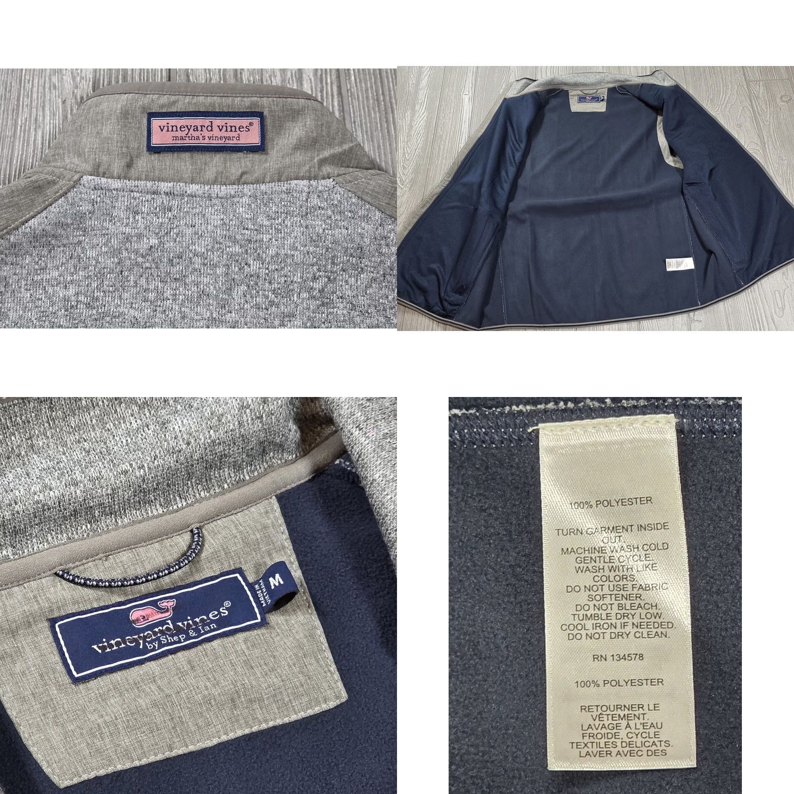 Vineyard Vines Vineyard Vines Mountain Fleece Sweater Vest Mens Medium Gray Full Zip Polyester Size US M / EU 48-50 / 2 - 9 Thumbnail