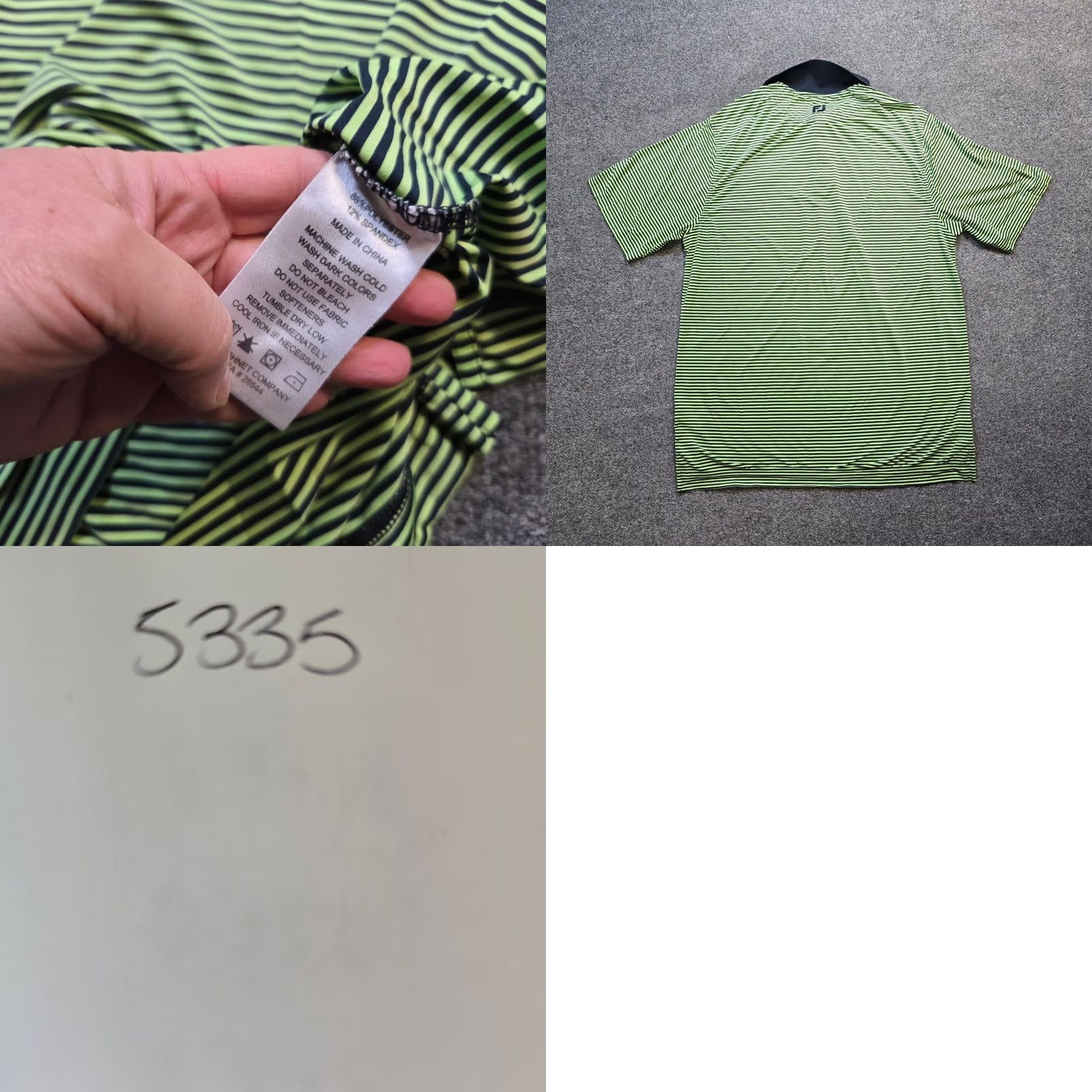 Footjoy FootJoy Polo Shirt Mens L Green Striped Golf Performance Short Sleeve Casual Size US L / EU 52-54 / 3 - 8 Thumbnail