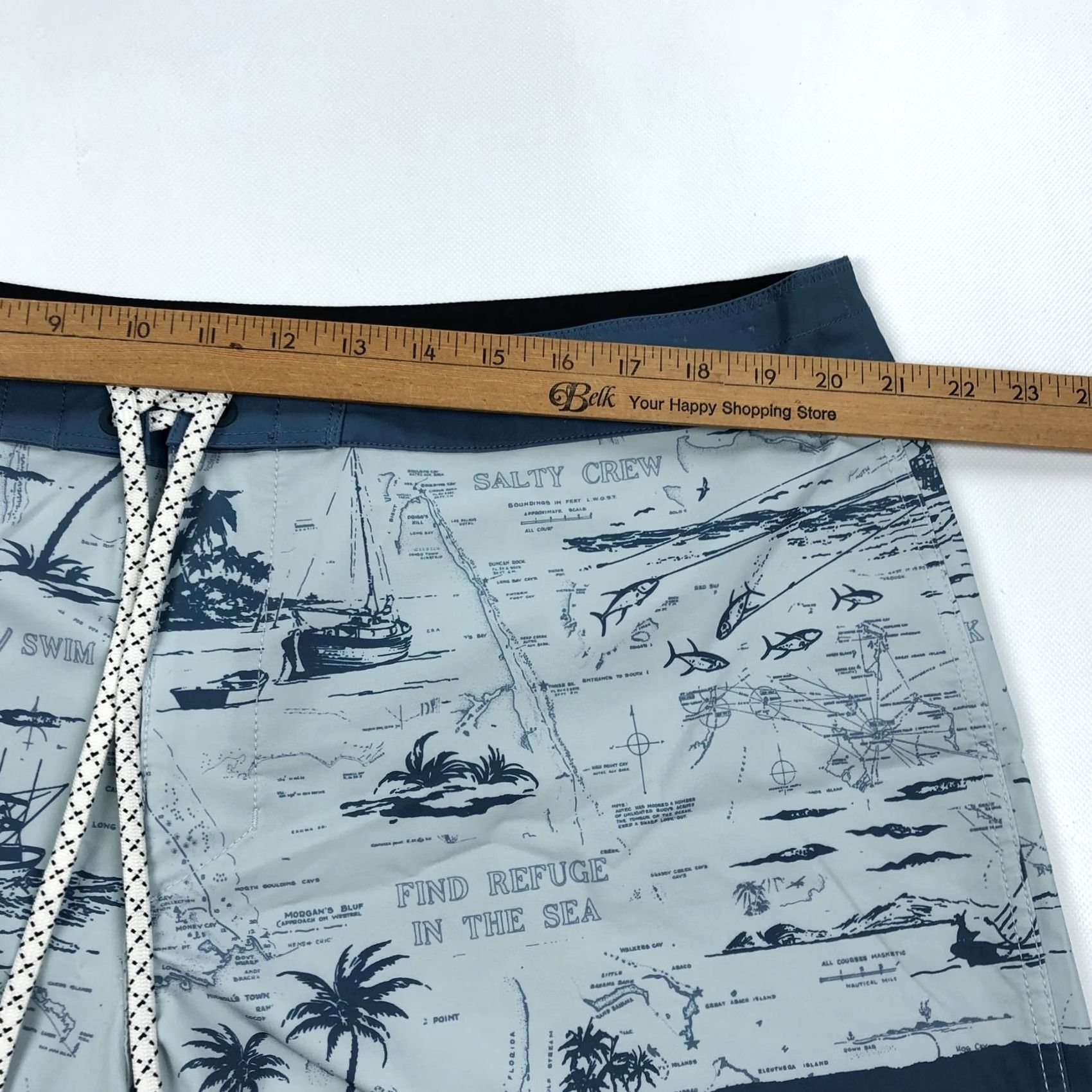 Vintage Salty Crew Board Shorts Men's 40 Blue Teal Map Print Quick Dry Surfing Beach Boating Size US 40 / EU 56 - 7 Thumbnail