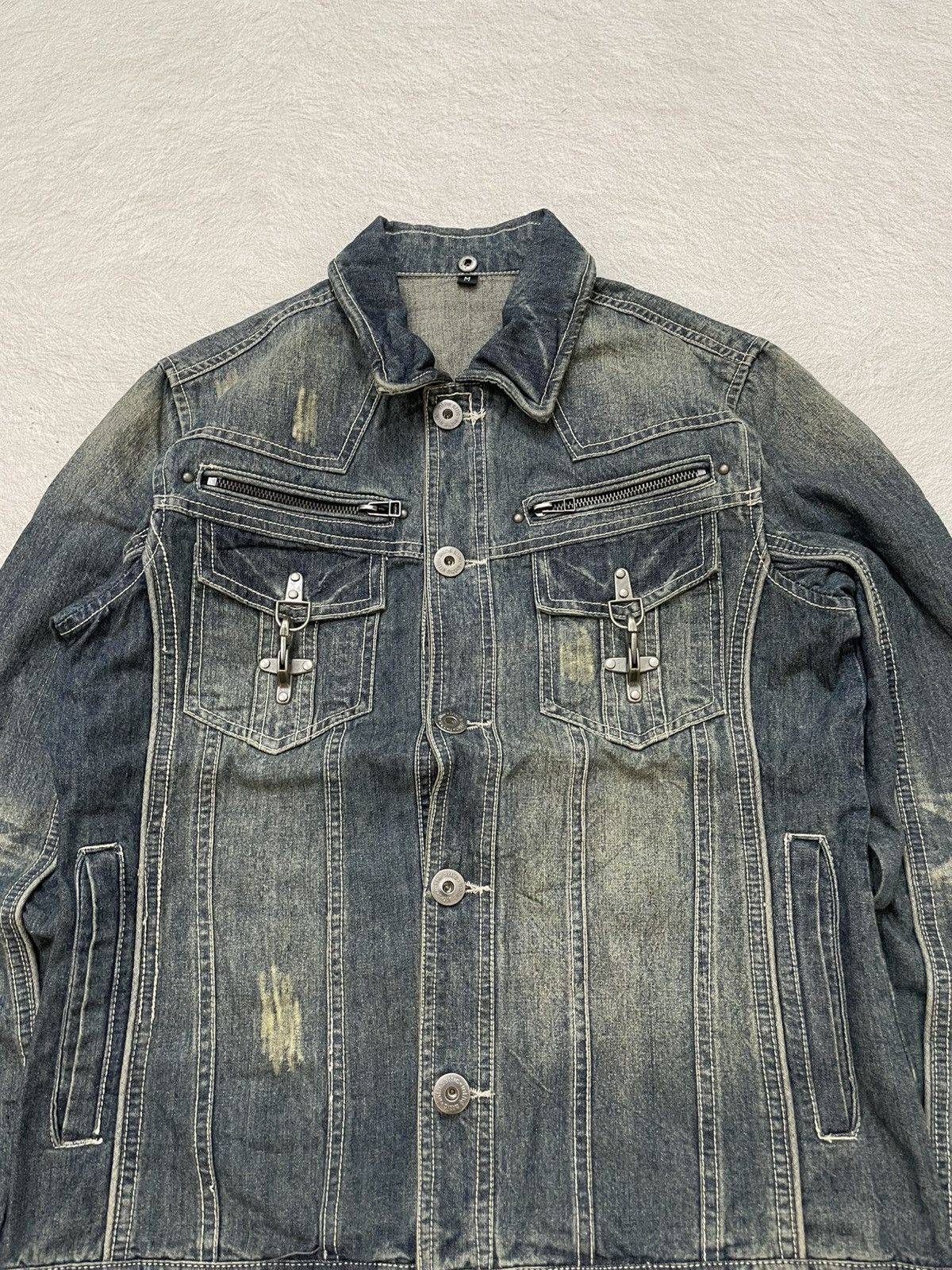 In The Attic 2000s in the attic Grunge Denim Jacket Heavy Washed Y2K LGB Size US M / EU 48-50 / 2 - 2 Thumbnail