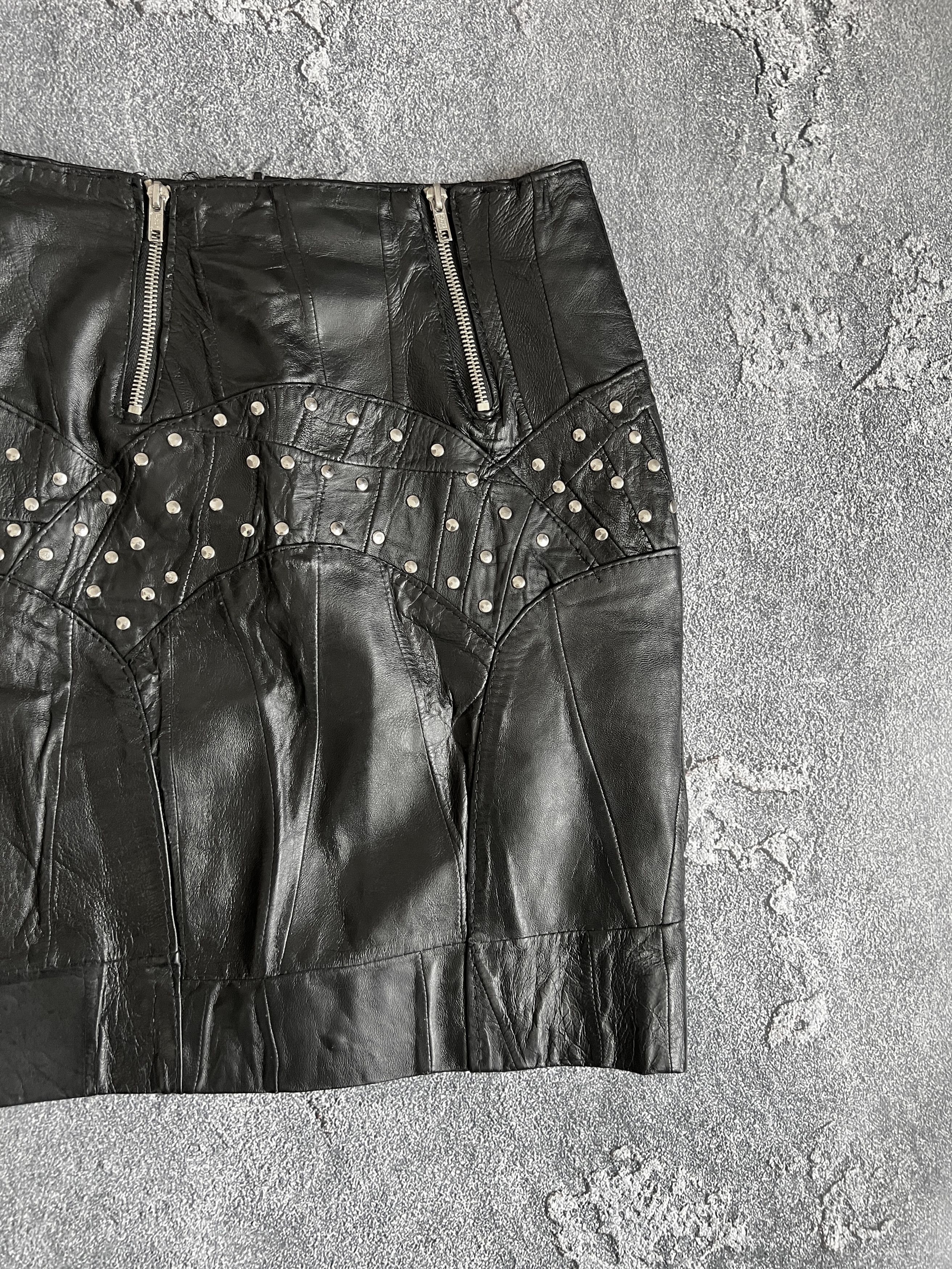 Vintage Vintage leather skirt gothic grunge Y2K avant garde Size 27" / US 4 / IT 40 - 4 Thumbnail