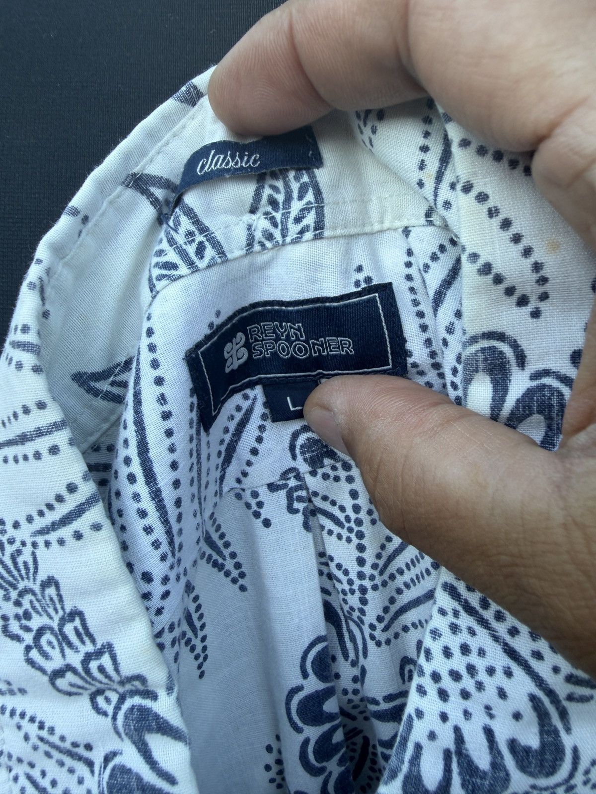 Reyn Spooner PreOwned Reyn Spooner Classic White/Blue Hawaiian Men's L Size US L / EU 52-54 / 3 - 4 Thumbnail