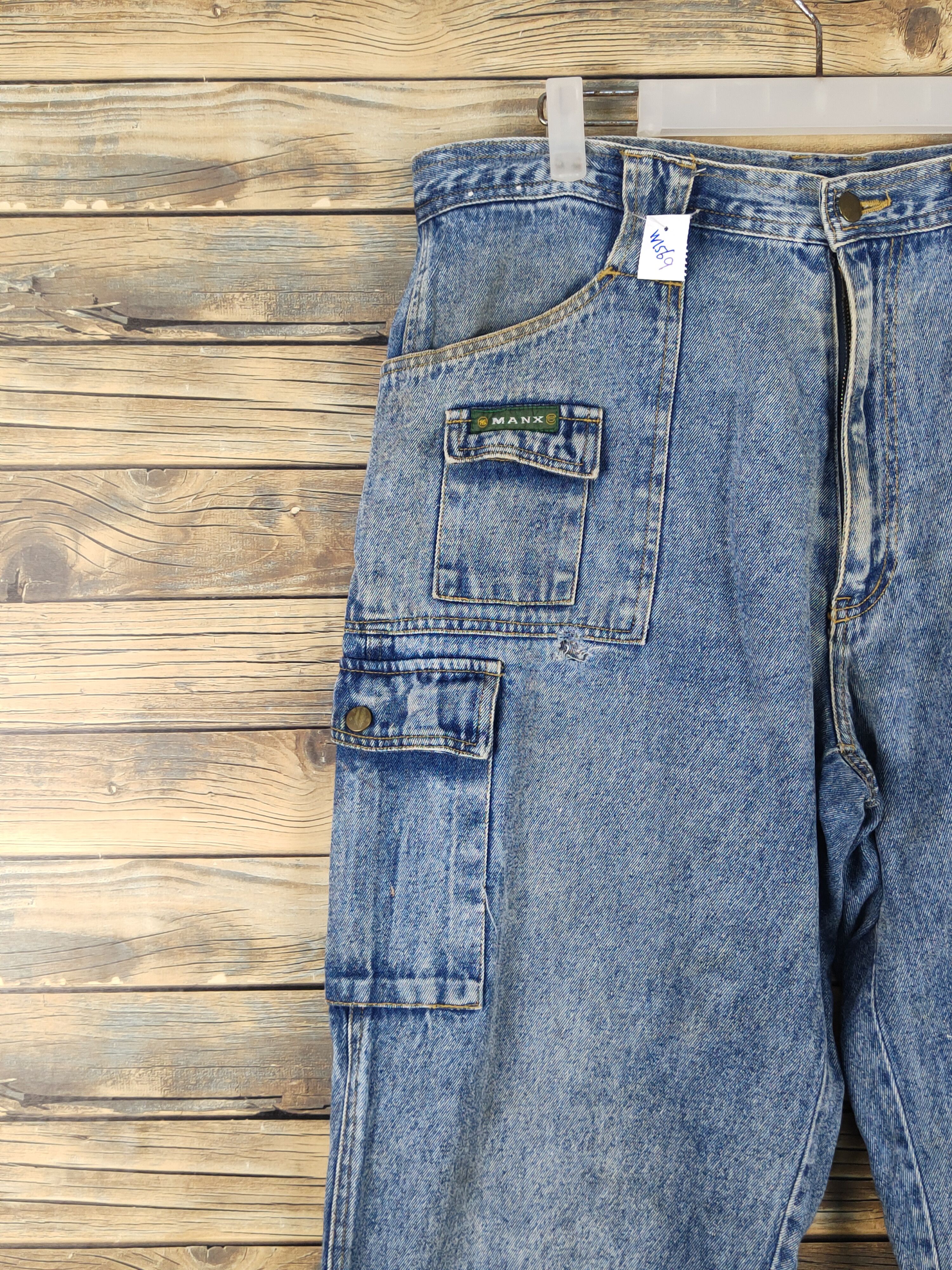 Japanese Brand Manx Blue Distressed multipocket Ripped Jeans #W1569 Size US 36 / EU 52 - 4 Thumbnail