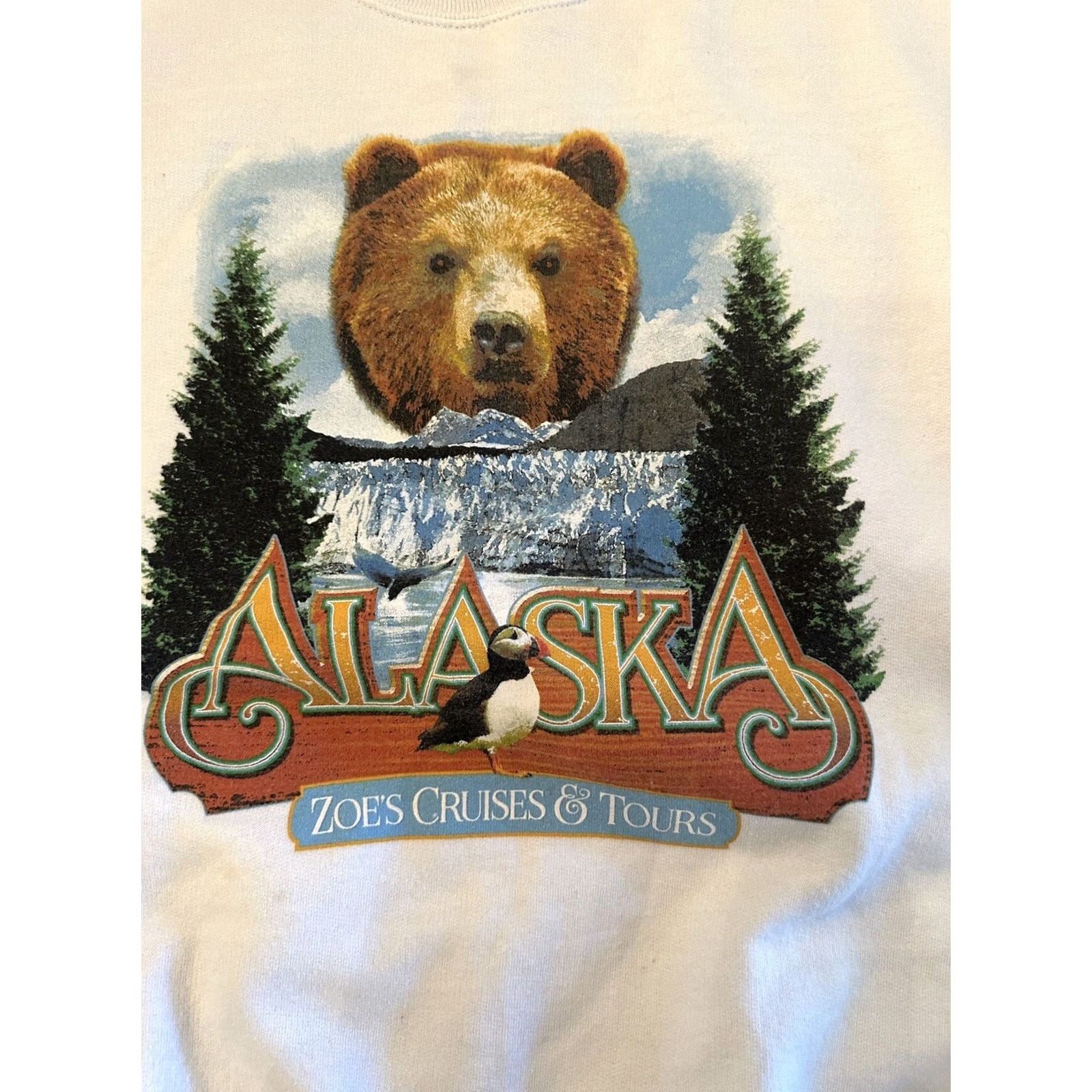 Vintage VINTAGE Zoe’s Cruises Alaska Destination Crewneck Sweater Bear Grizzly XL White Cotton Blend Large Adults Mens Womens Girls Boys Size US XL / EU 56 / 4 - 2 Thumbnail
