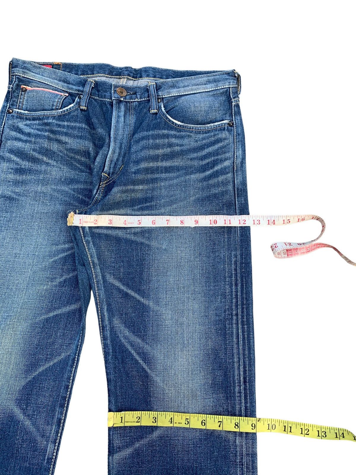 Kapital VINTAGE EDWIN 505zx SELVEDGE BUCKLE BACK DISTRESSED DENIM Size US 35 - 23 Thumbnail