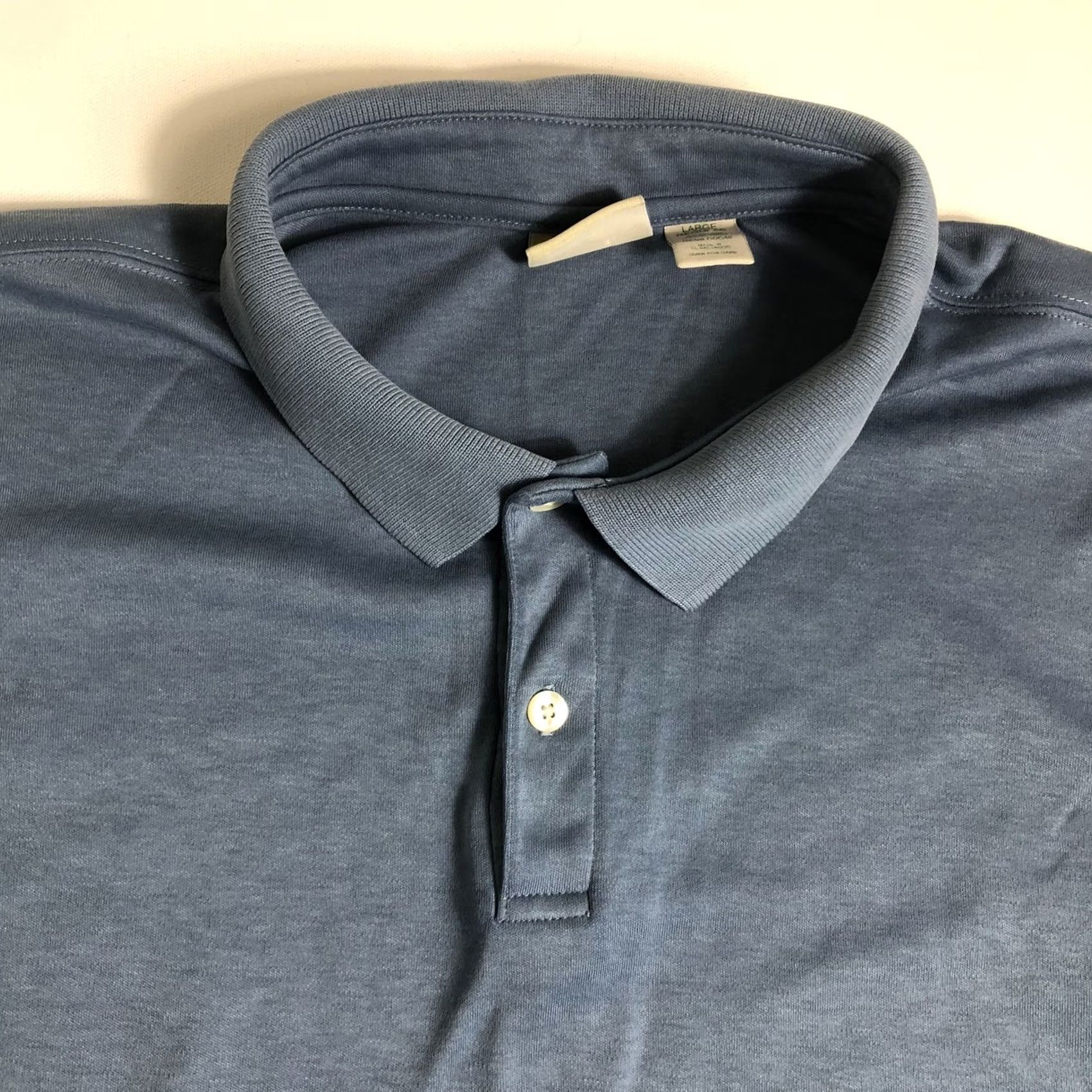 Vintage L.L. Bean Polo Shirt Mens Large Regular Blue 60% Cotton 40% Polyester Knit Short Sleeve Button Up Collared Casual Shirt Size US L / EU 52-54 / 3 - 4 Thumbnail