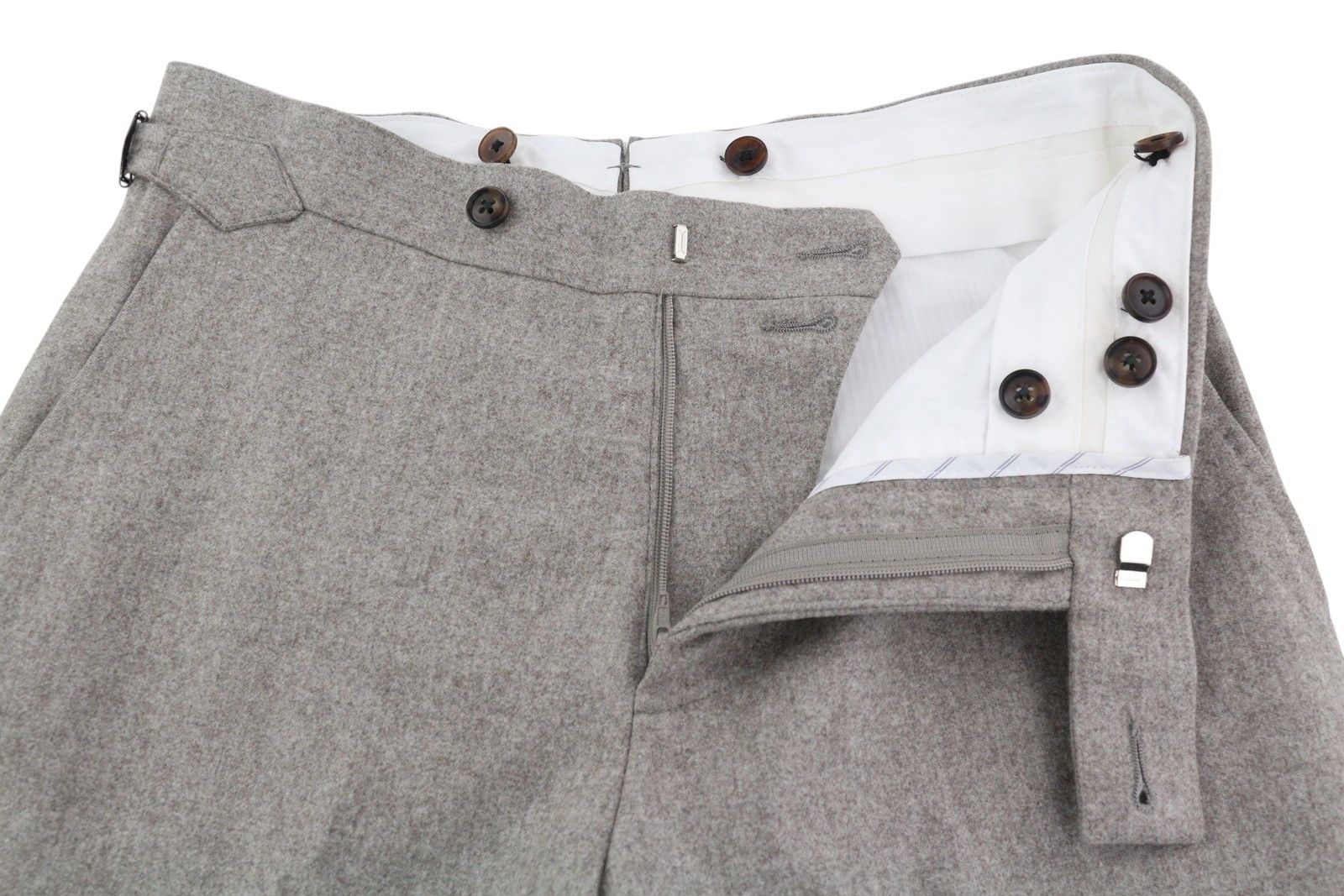 Suitsupply SOHO SATU UK26R Grey Melange Wool Flannel Trousers 84337 Size US 26 / EU 42 - 4 Thumbnail
