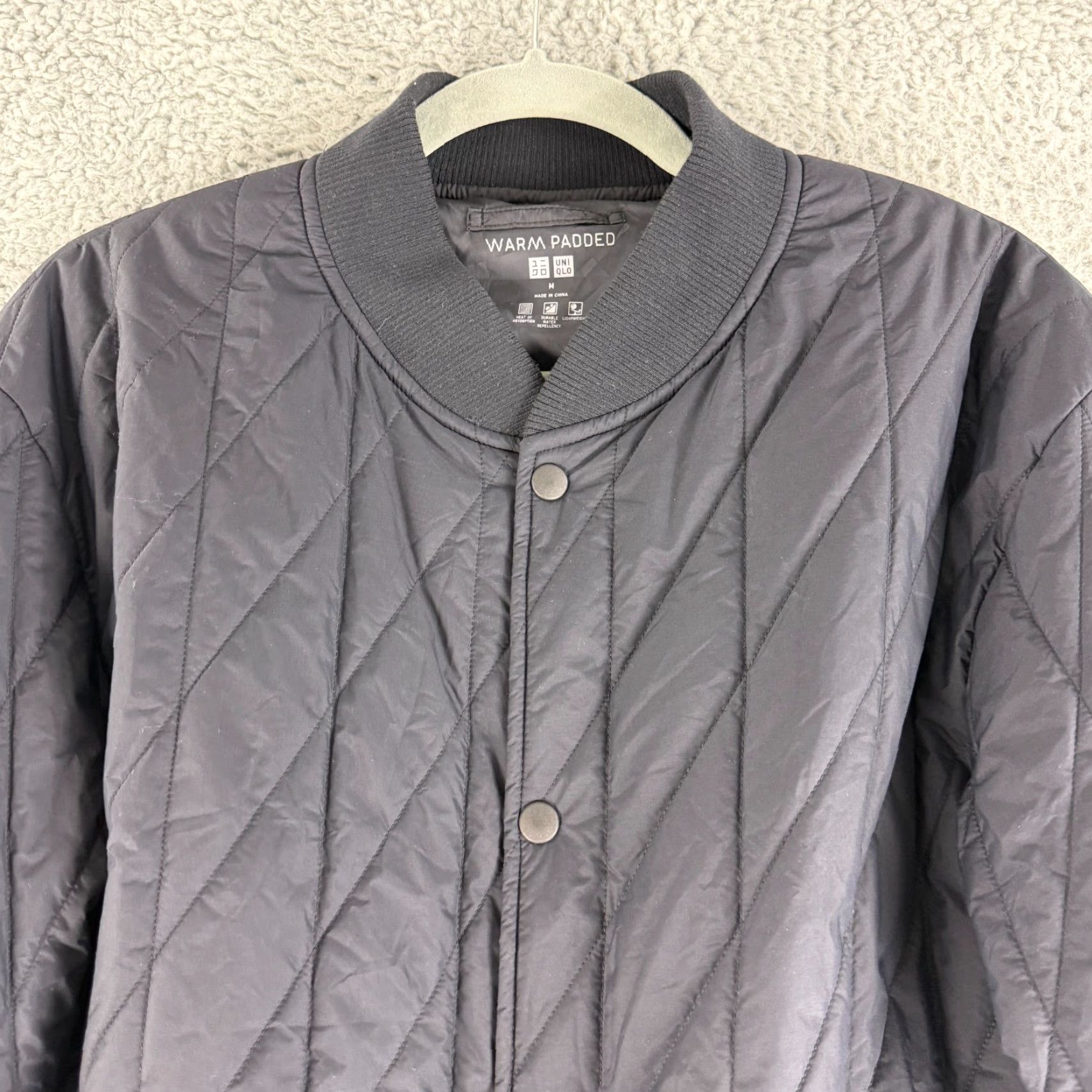 Uniqlo Uniqlo Heattech Warm Padded Jacket Mens Medium Matte Black Quilted Snap Button Jacket Size US M / EU 48-50 / 2 - 2 Thumbnail