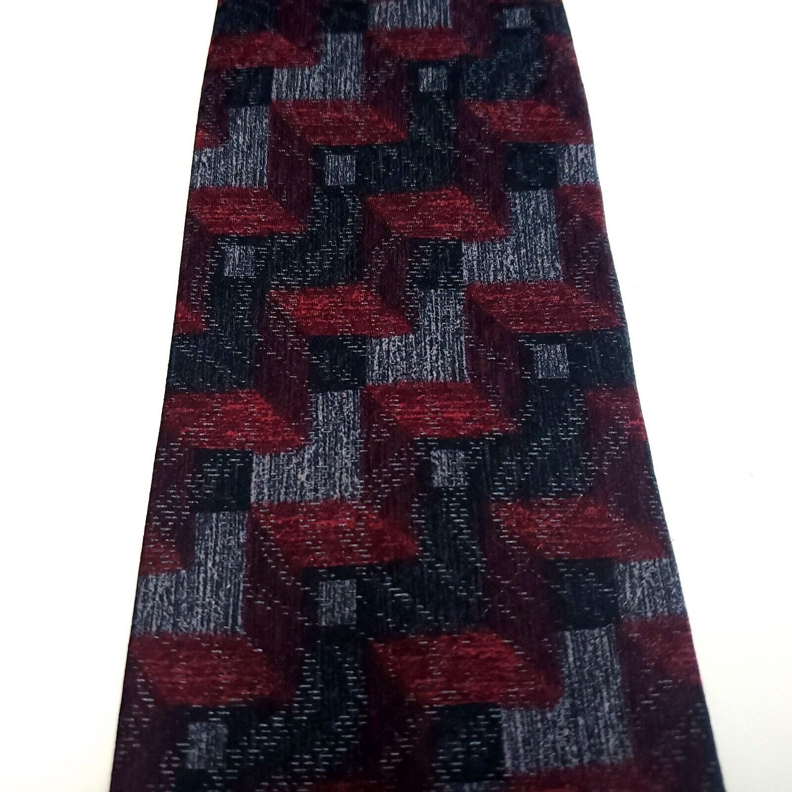 Vintage Tiziano Milano Gray Red Silk Tie Wide Striped Size ONE SIZE - 2 Thumbnail