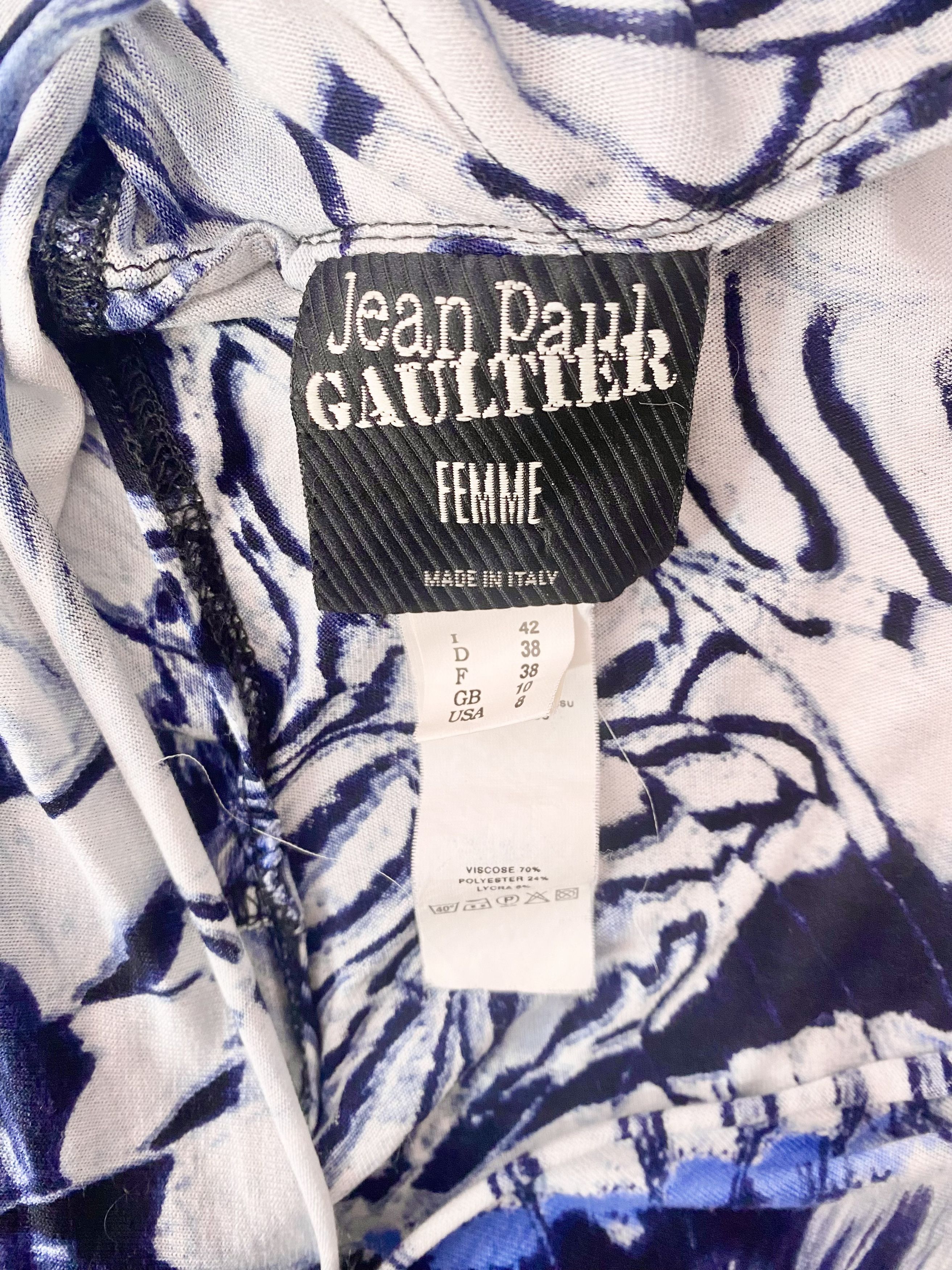 Jean Paul Gaultier Jean Paul Gaultier - Blue Psychedelic Marble Cowl Neck Dress Size M / US 6-8 / IT 42-44 - 16 Thumbnail