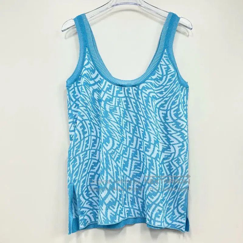Fendi Fendi Women's XS Blue Logo Print Tank Top . Size XS / US 0-2 / IT 36-38 - 2 Thumbnail