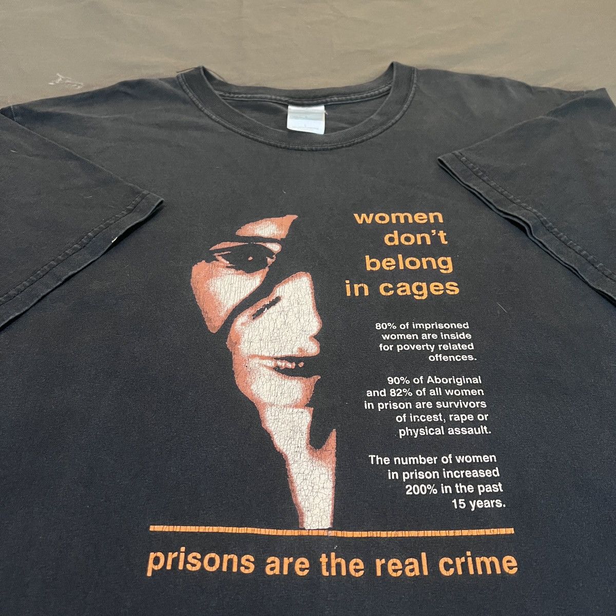Rap Tees × Vintage Vintage Y2K Prisons are the real crime Tee Faded Size US L / EU 52-54 / 3 - 1 Thumbnail