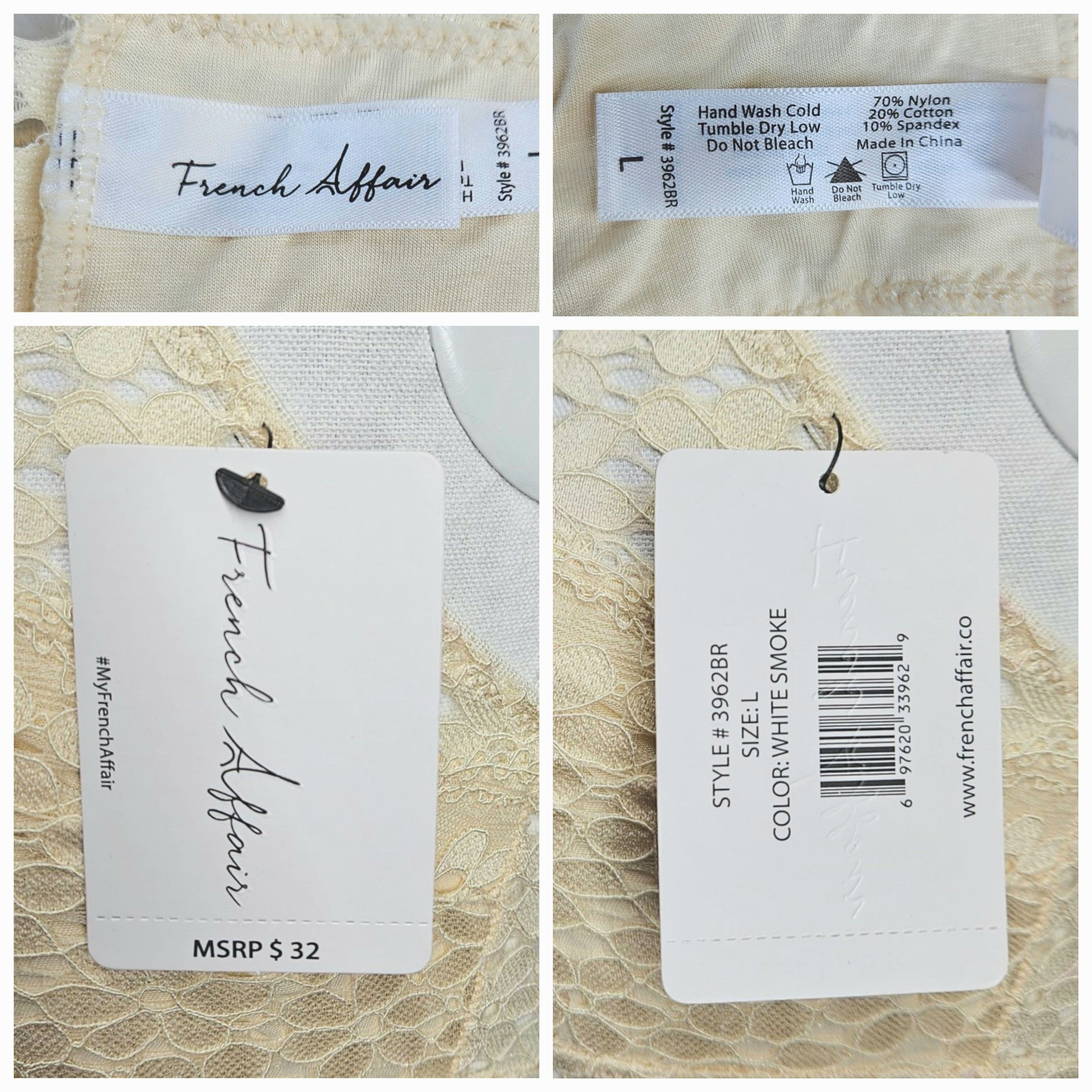 Other French Affair Sze M/L Bralette Bra Lace Overlay Halter Band Size ONE SIZE - 6 Thumbnail