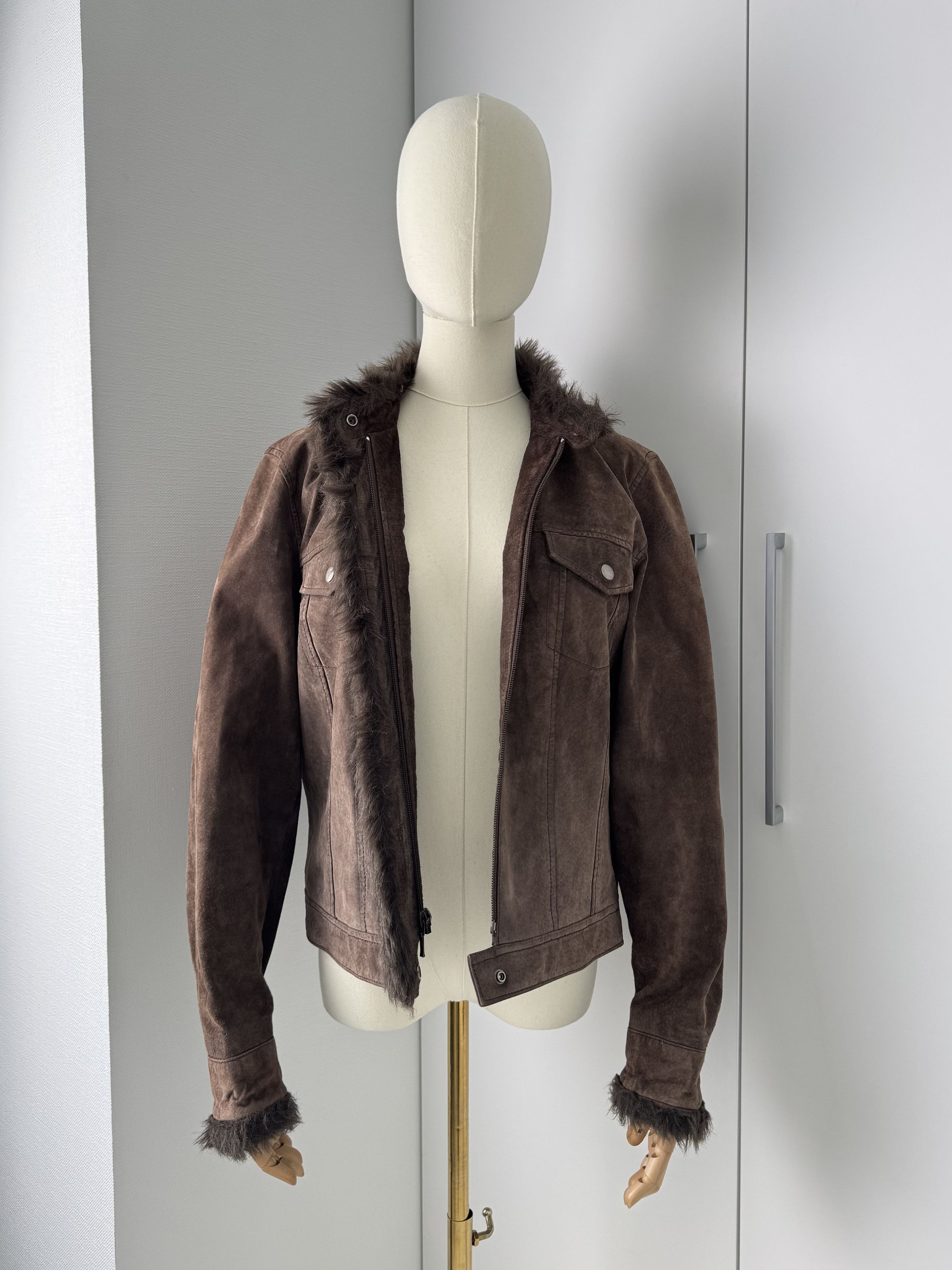 Japanese Brand Y2K Brown Suede Jacket Womens Faux Fur Trim Short Coat Y2K Size M / US 6-8 / IT 42-44 - 3 Thumbnail