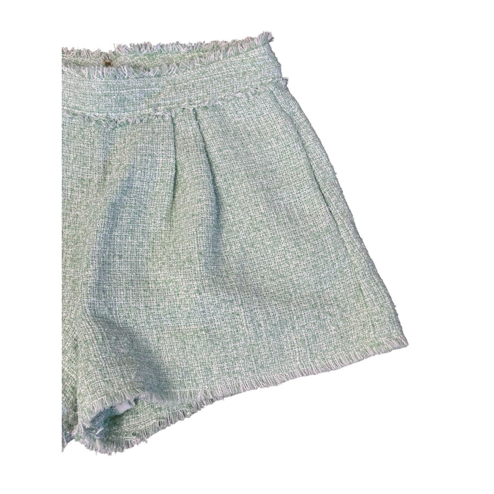 Aje AJE Mint Tweed Fringe Designer Pleated Shorts High Waist 12 Size 34" / US 12 / IT 48 - 4 Thumbnail