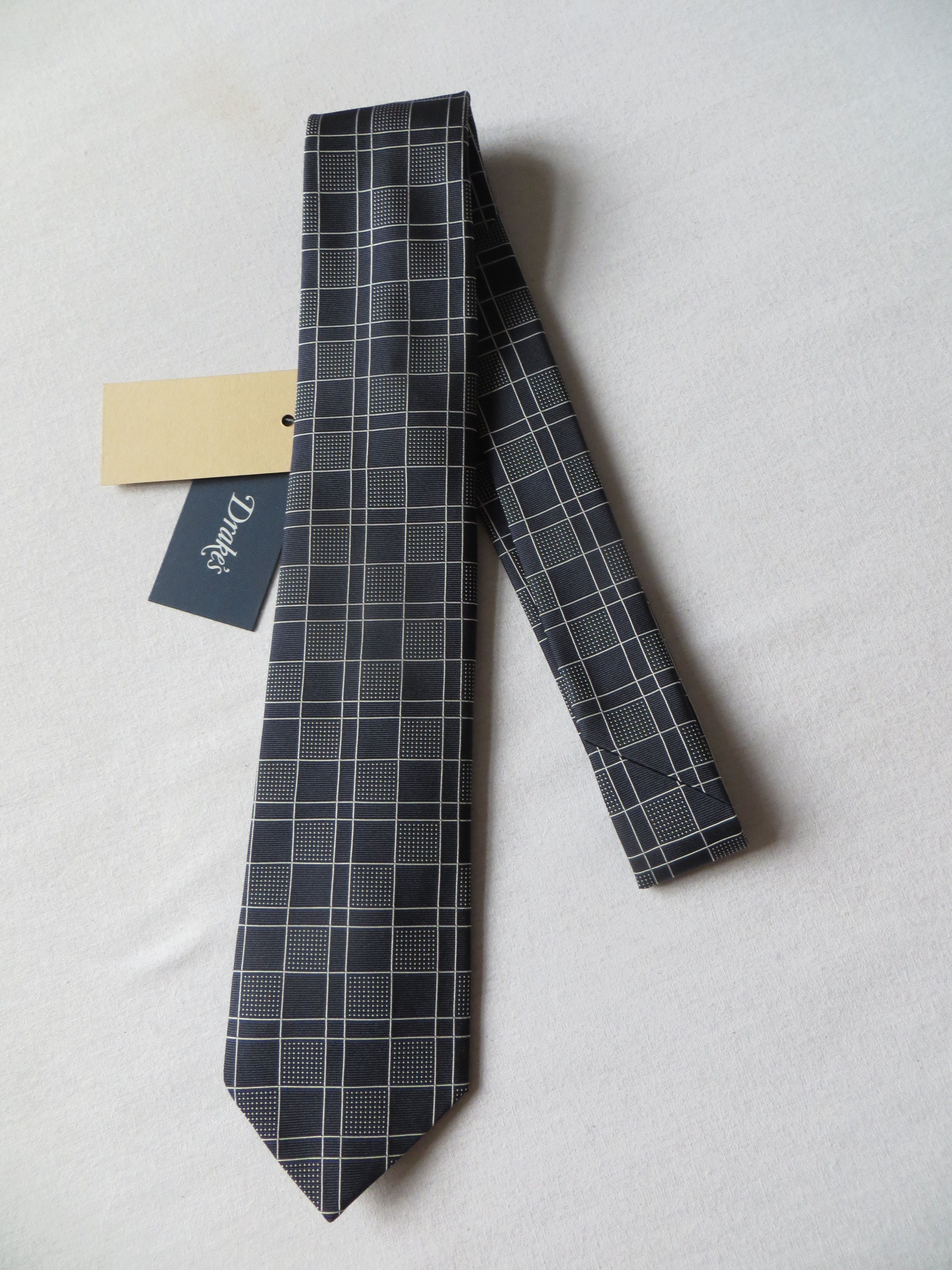 Drake's BLUE SQUARE SHAPE SILK TIE Size ONE SIZE - 1 Thumbnail