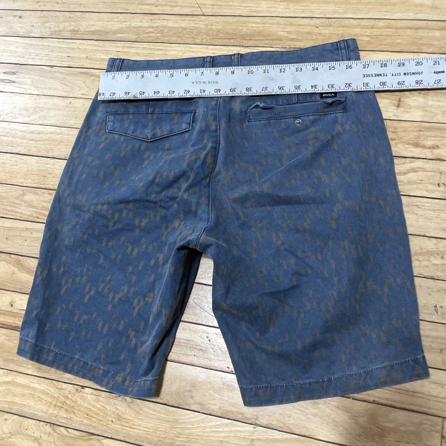 RVCA RVCA Shorts Men 32 Nature X Industry Geometric Nature Print Blue Tan Twill Chino Size US 32 / EU 48 - 6 Thumbnail