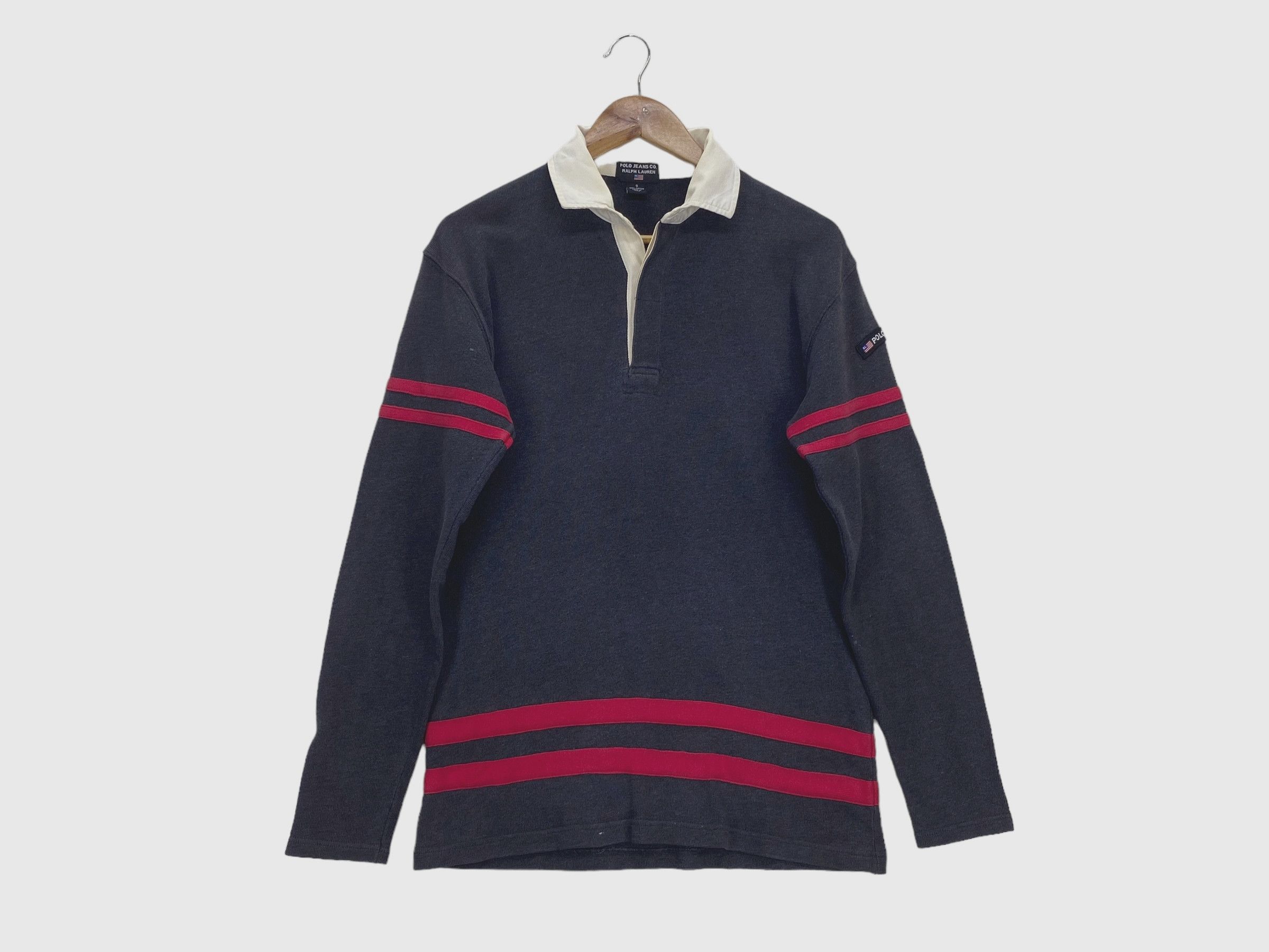 Polo Ralph Lauren × Vintage Vintage Polo Ralph Lauren Distressed Logo Striped Pullove 90 Size US XXS / EU 40 - 1 Thumbnail